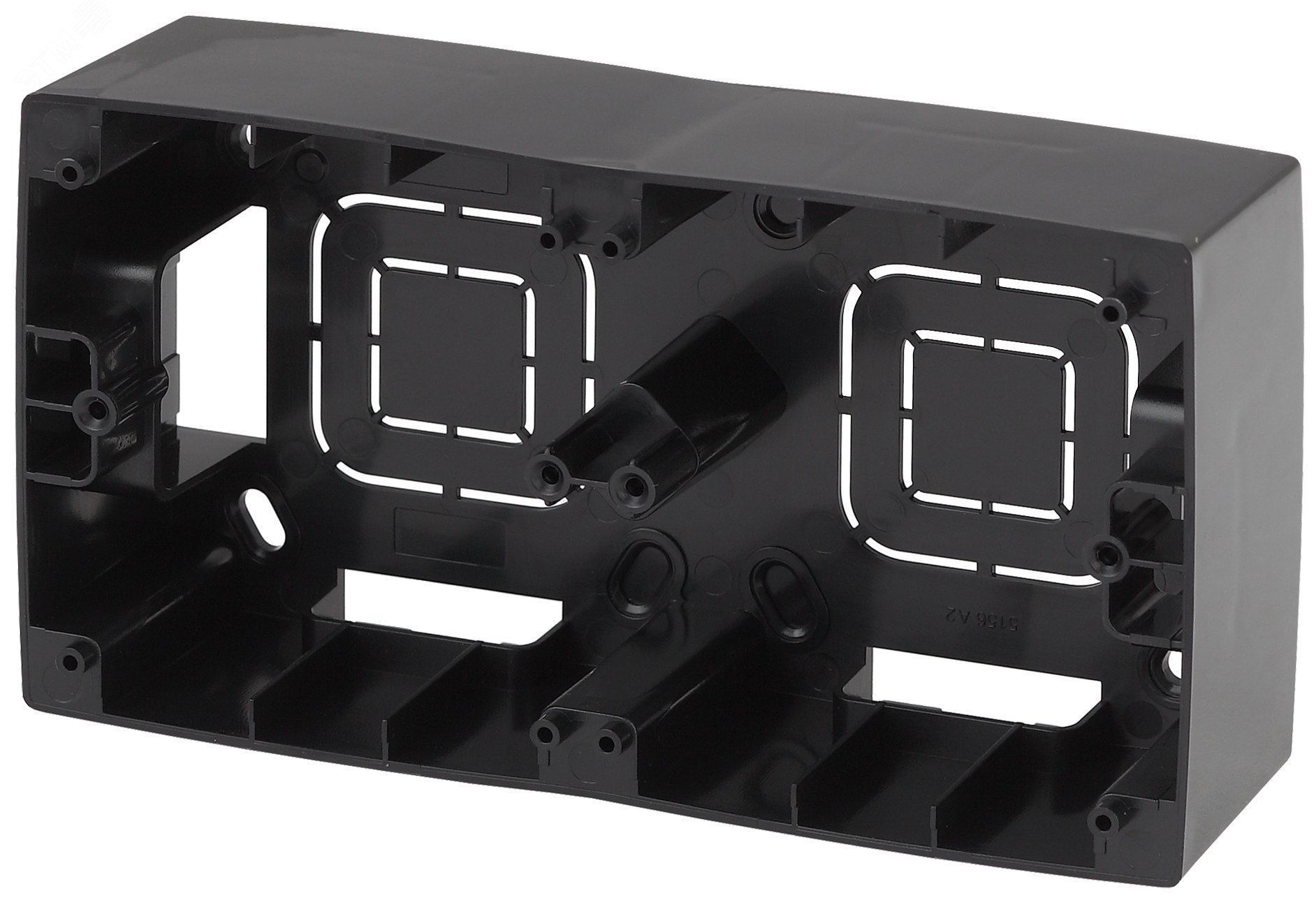 Изображение товара Коробка накладного монтажа 2 поста серии Эра 12, черная, из поликарбоната