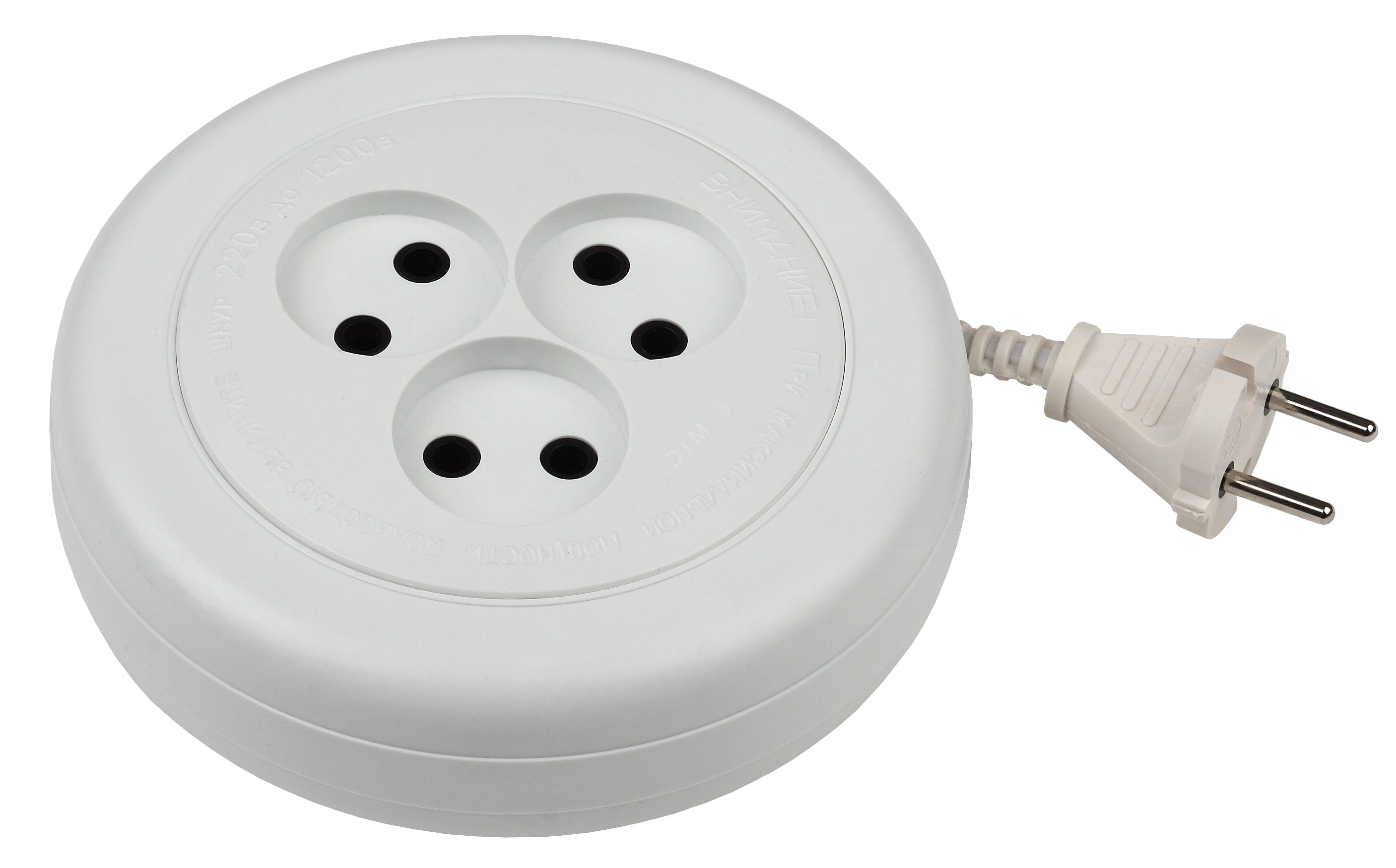 Изображение товара Удлинитель-рулетка с 3 гнездами и длиной 1,5 м Россия