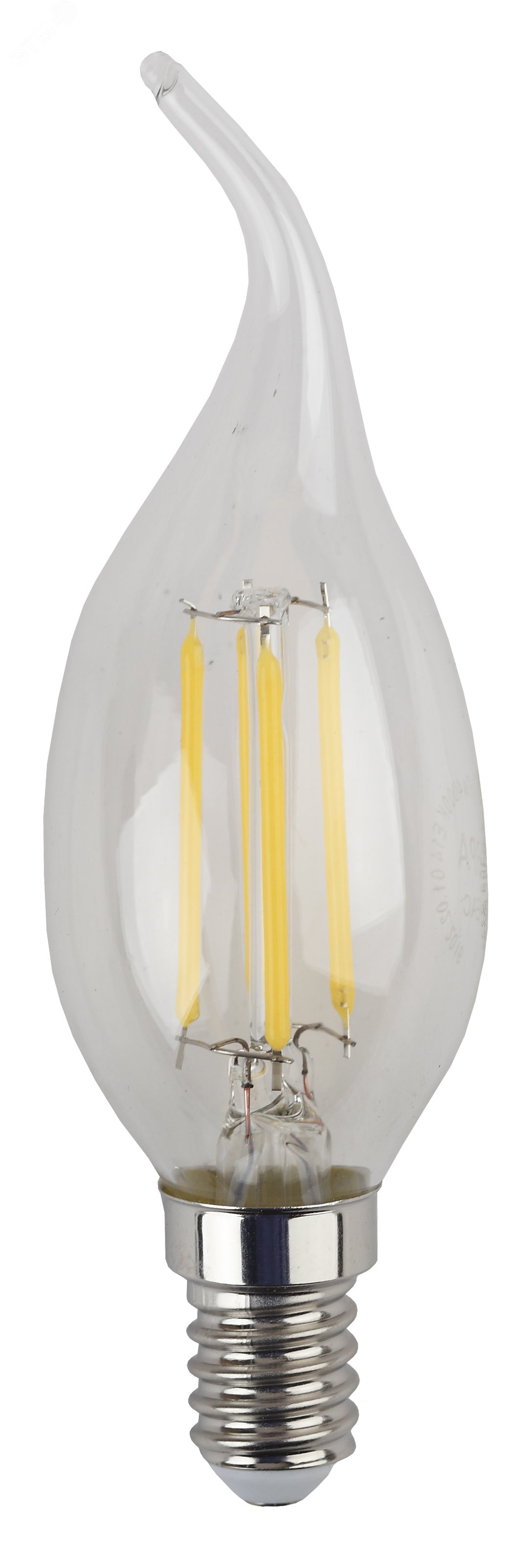 Лампа светодиодная филаментная F-LED BXS-5W-827-E14 (филамент, свеча на ветру, 5Вт, тепл, E14 (10/100/2800) Б0043436 ЭРА - превью 3