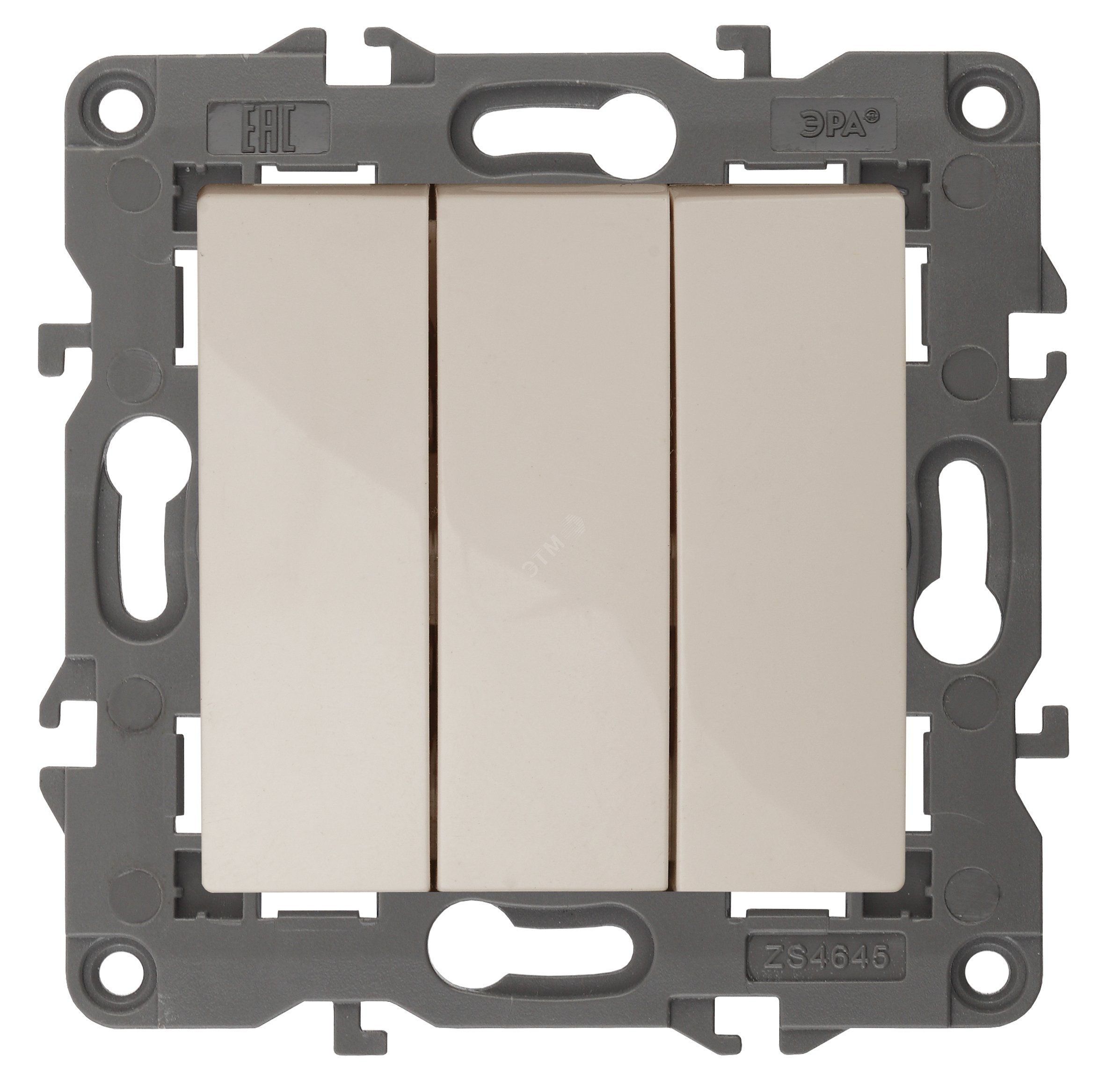 Изображение товара Выключатель трехклавишный, в рамку (скрытого монтажа) слоновая кость 10А 250В автоматические (безвинтовые) зажимы ЭРА Elegance 14-1107-02 (шт)