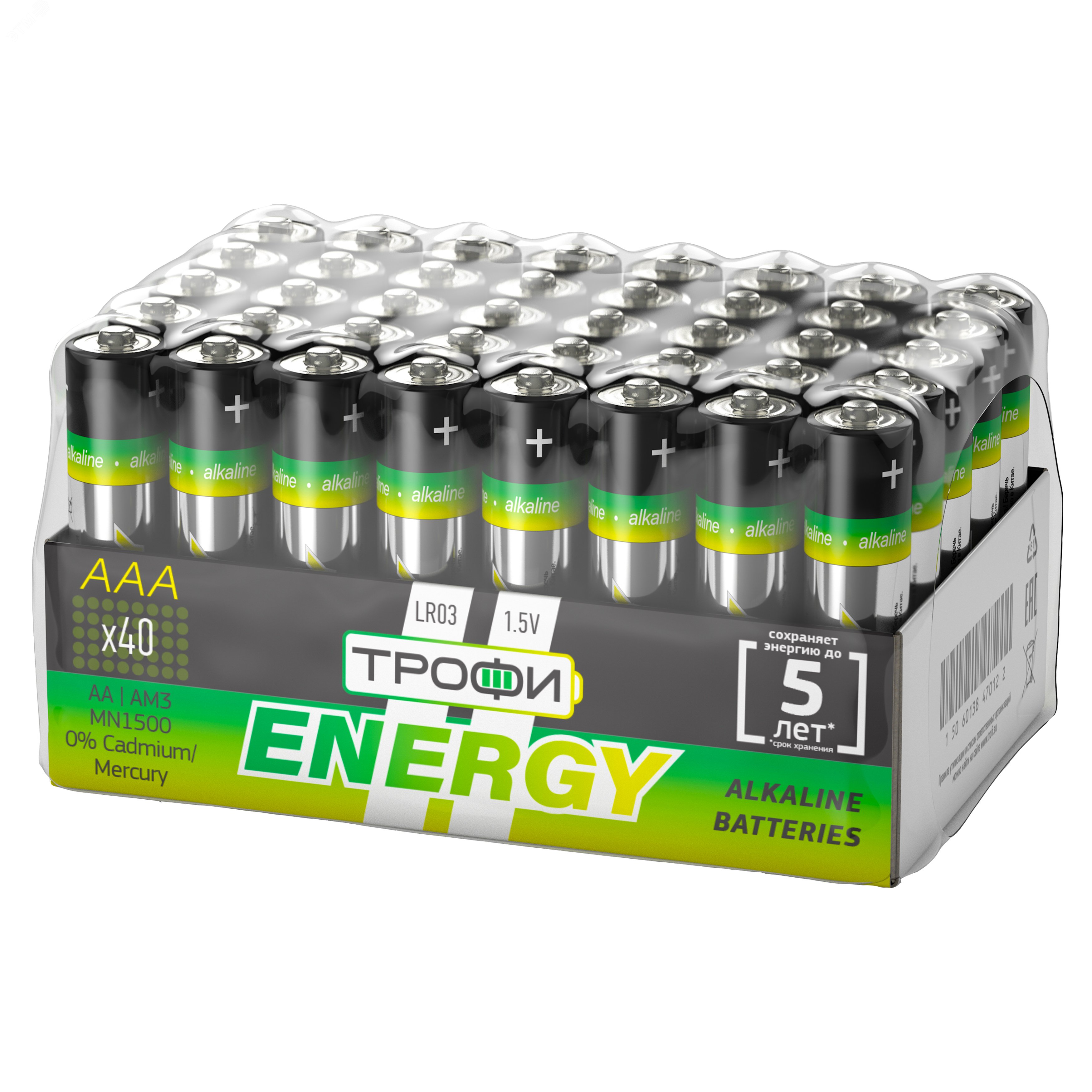 Изображение товара Батарейка Трофи LR03-40 bulk ENERGY Alkaline (40/960/38400) (шт)