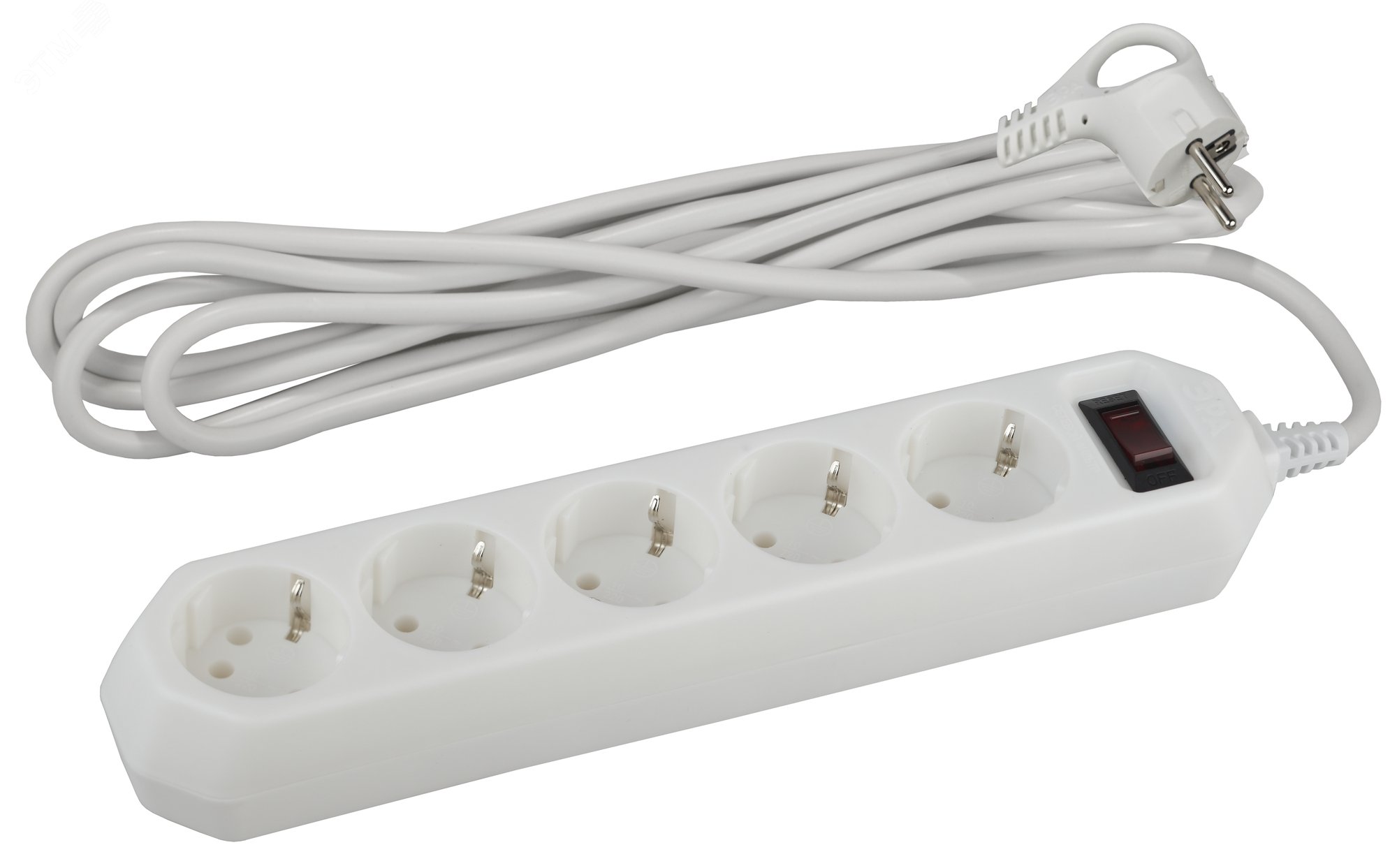 Изображение товара Фильтр сетевой USF-5es-1.5m-W с базовой защитой с заземлением с выключателем 5 розеток 1,5м 10А белый (шт)