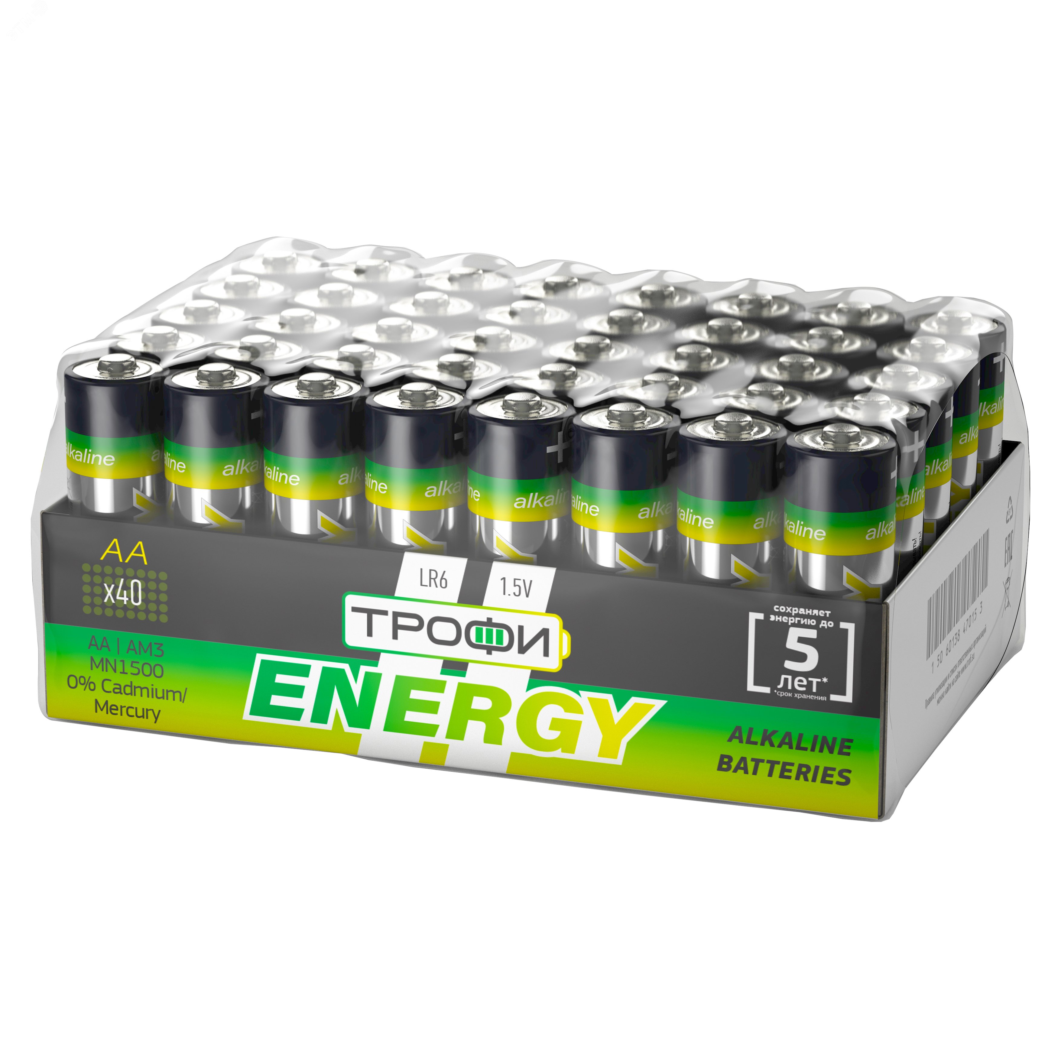 Батарейка Трофи LR6-40 bulk ENERGY Alkaline (40/720/17280) Б0027815 ЭРА - превью 2