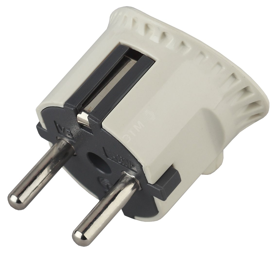 Изображение товара Вилка плоская c/з 16A прямой ввод белая (10/200/7000) V5 (шт)