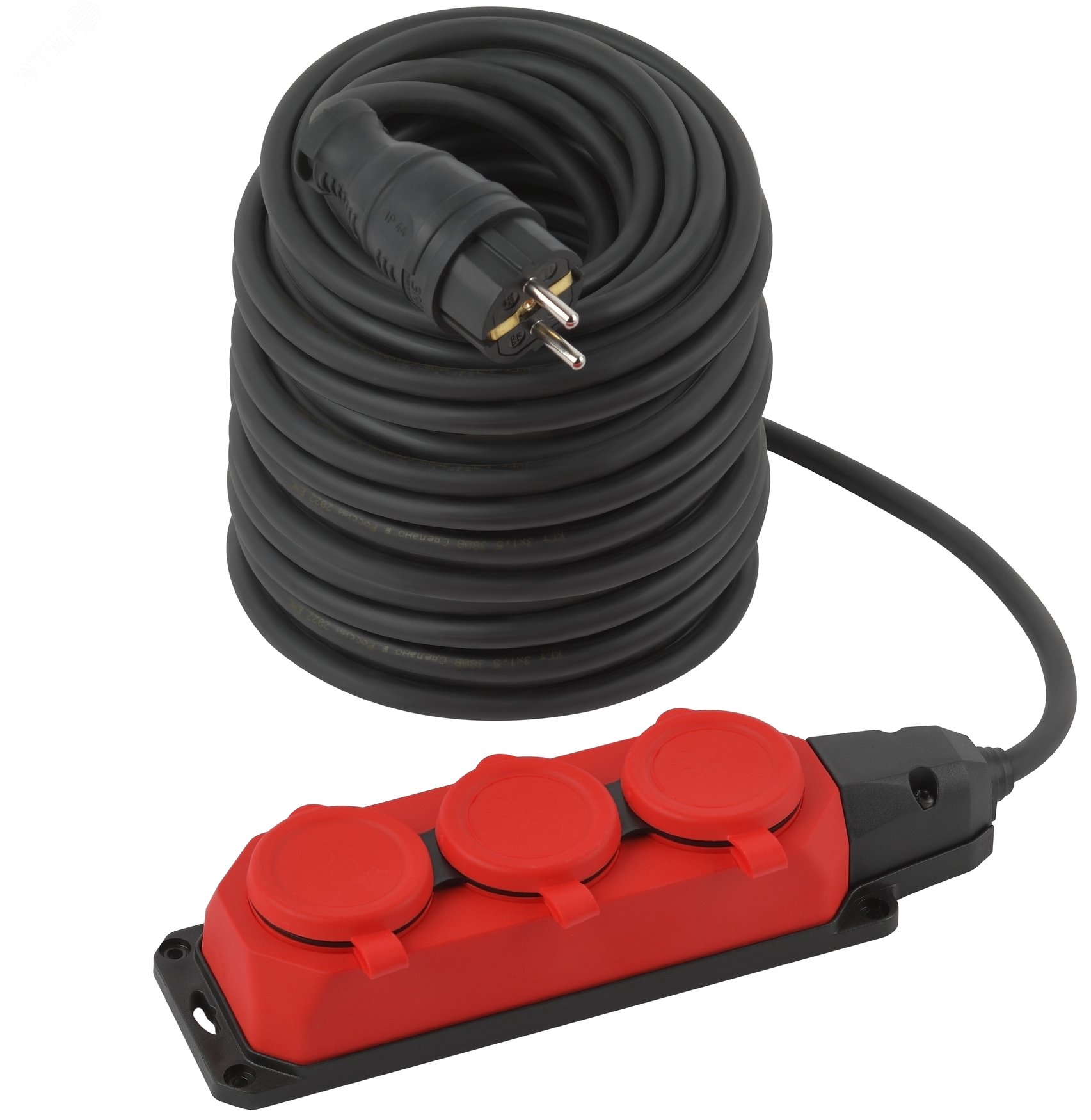 Изображение товара Удлинитель силовой ЭРА UK-3e-3x1 5-50м IP44 с заземлением на 3 розетки из каучука