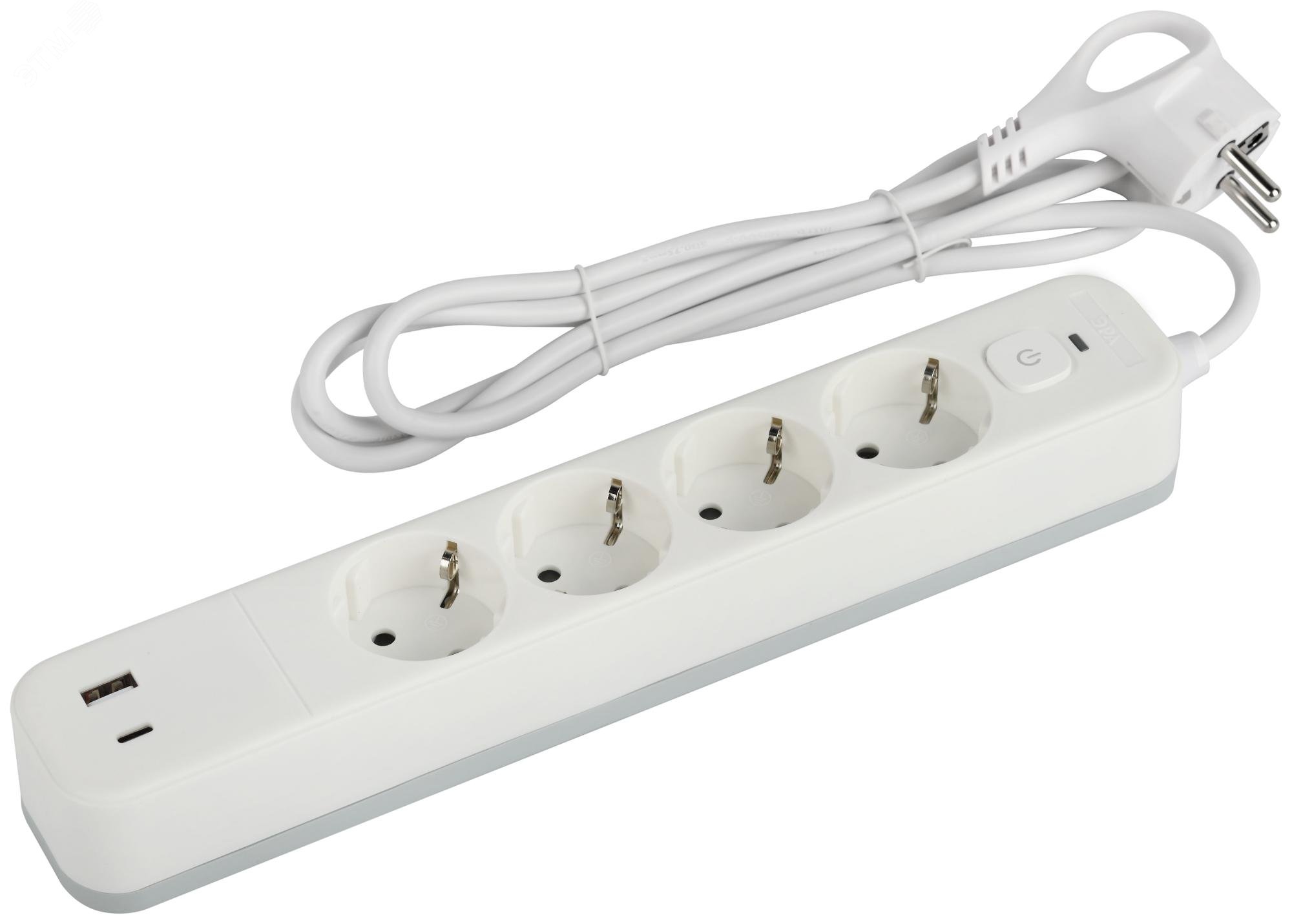 Изображение товара Сетевой фильтр ЭРА USF-4es-3m 4 розетки 2 USB защитой с заземлением