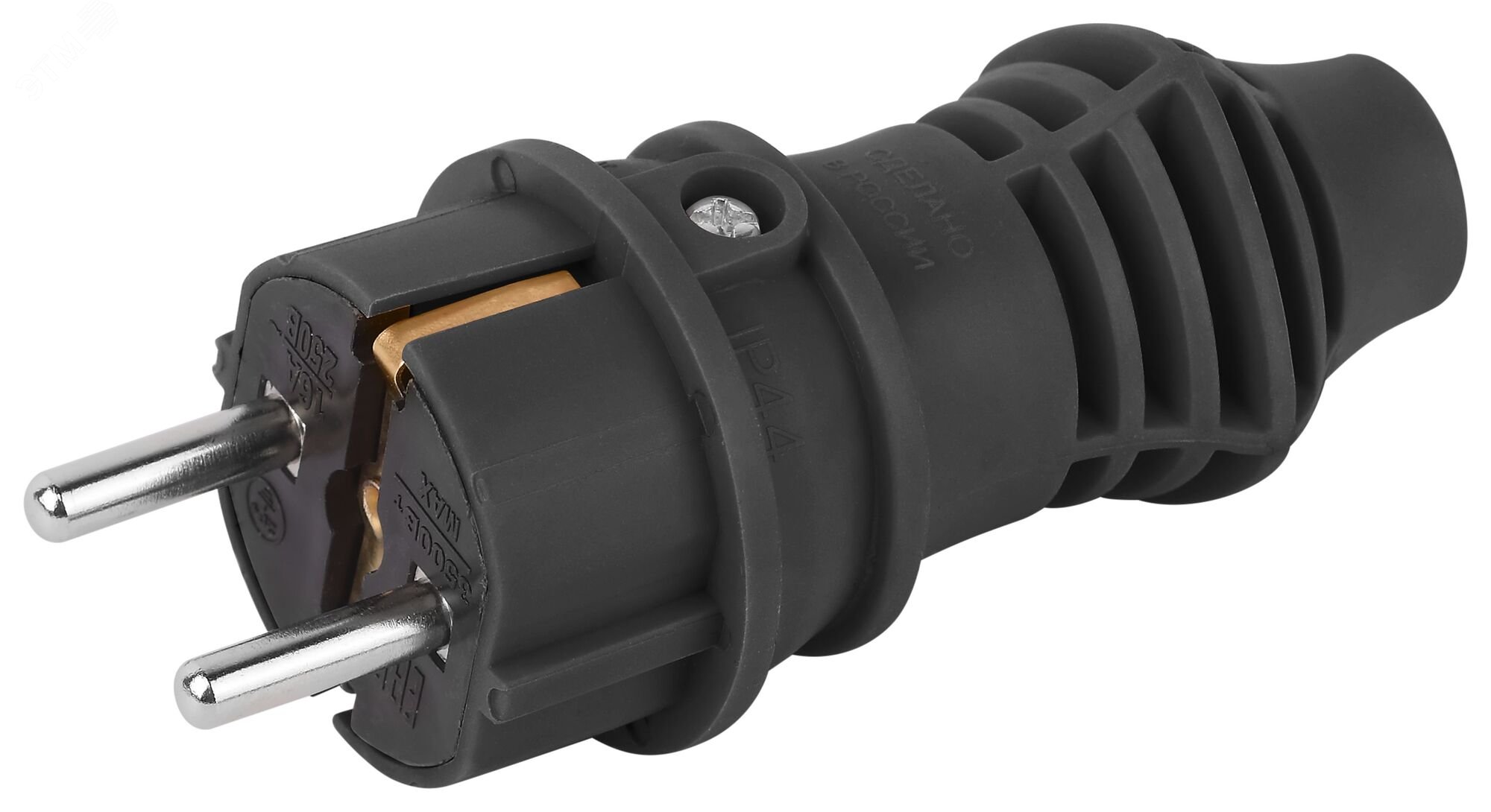 Изображение товара Вилка каучуковая прямая c заземлением 16А IP44 черная VX13-B-IP44 (шт)