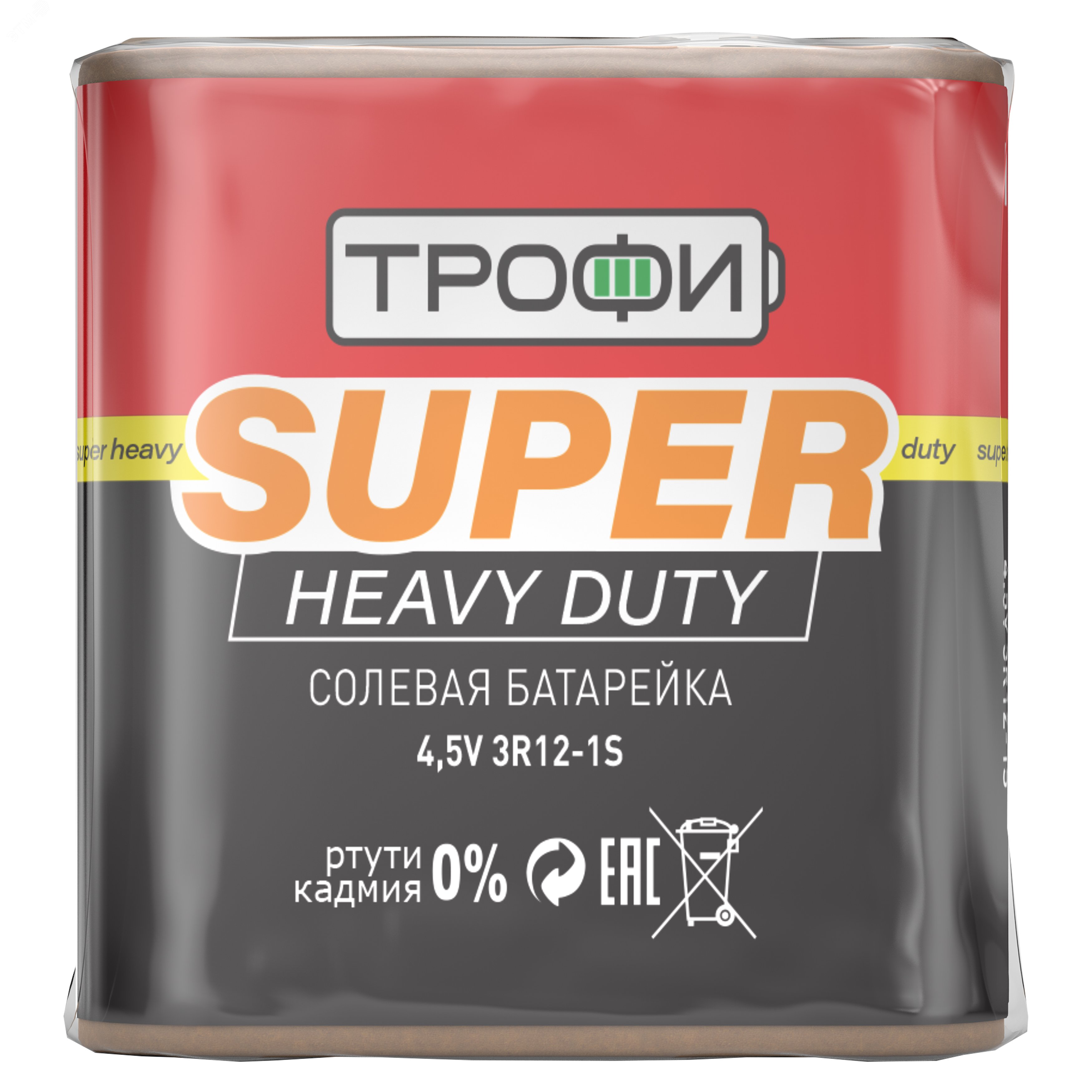 Изображение товара Батарейка Трофи 3R12-1S SUPER HEAVY DUTY Zinc (10/100/4800) (шт)