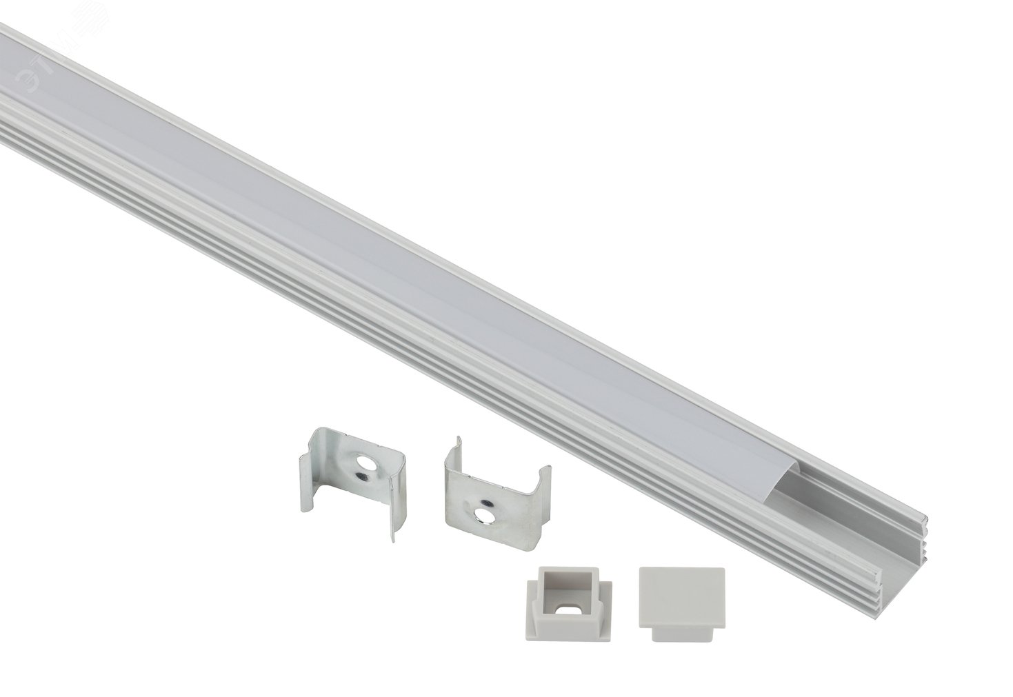 Изображение товара Комплект с накладным анодированным профилем 1612-1m 16х12мм, 1м, серебристый