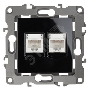 Изображение товара Розетка информационная двойная 2XRJ45 Эра12 черная IP20