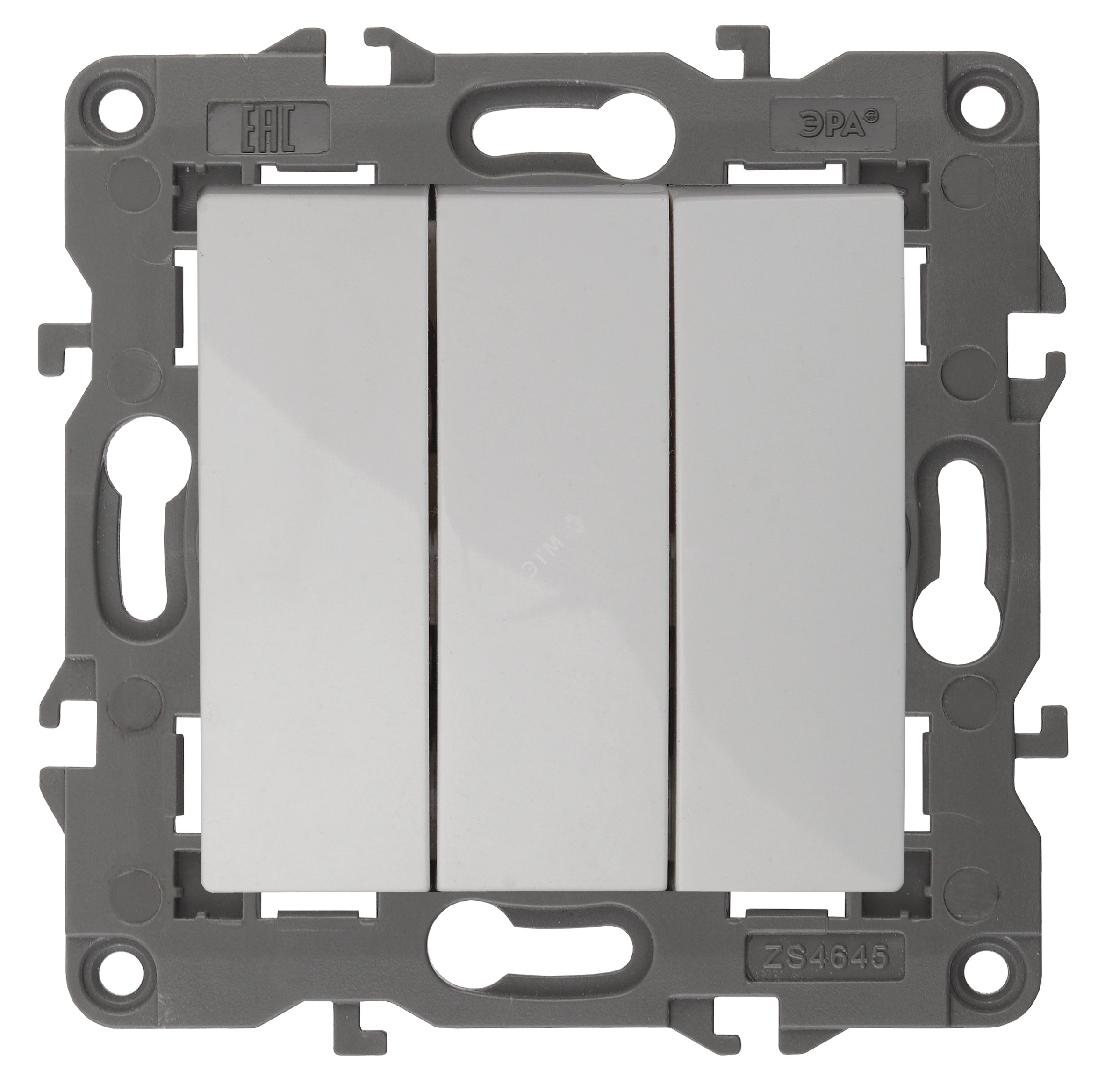 Изображение товара Выключатель трехклавишный, в рамку (скрытого монтажа) белый 10А 250В автоматические (безвинтовые) зажимы ЭРА Elegance 14-1107-01 (шт)