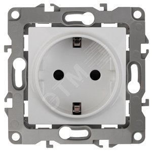 Изображение товара Розетка силовая однофазная скрытого монтажа с заземлением и шторками 16А 250В белая Эра 12