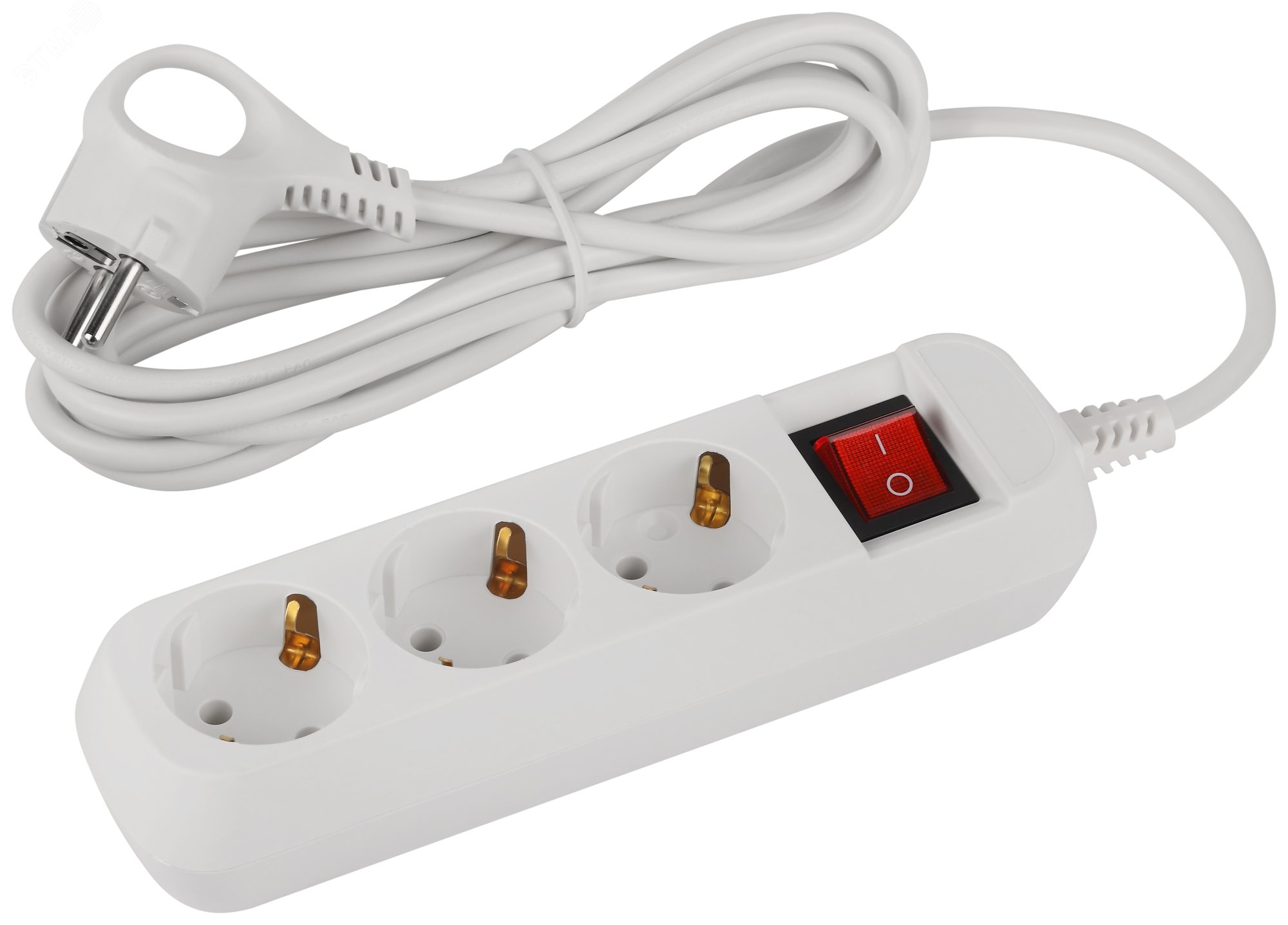 Изображение товара Электрический удлинитель УДЛ-10-330-ES с 3 розетками заземлением и выключателем 3м