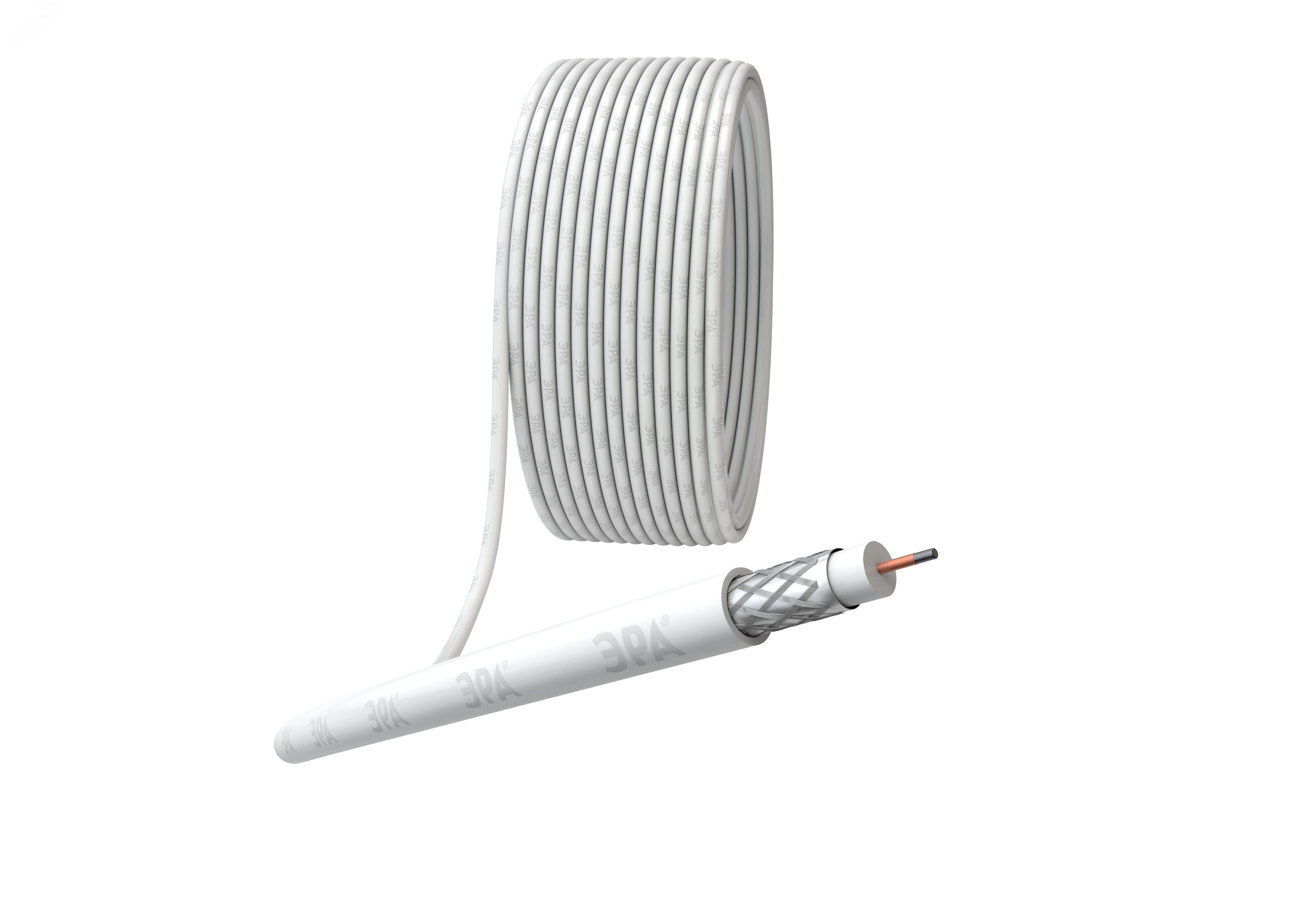 Кабель коаксиальный RG-6U 75 Ом CCS/(оплётка Al 48%) PVC белый 50м ...