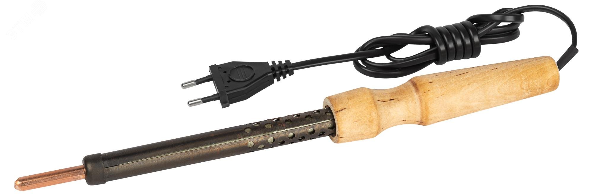 Изображение товара Паяльник ЭПЦН 80 Вт с деревянной рукояткой 230 В для электроники и монтажа