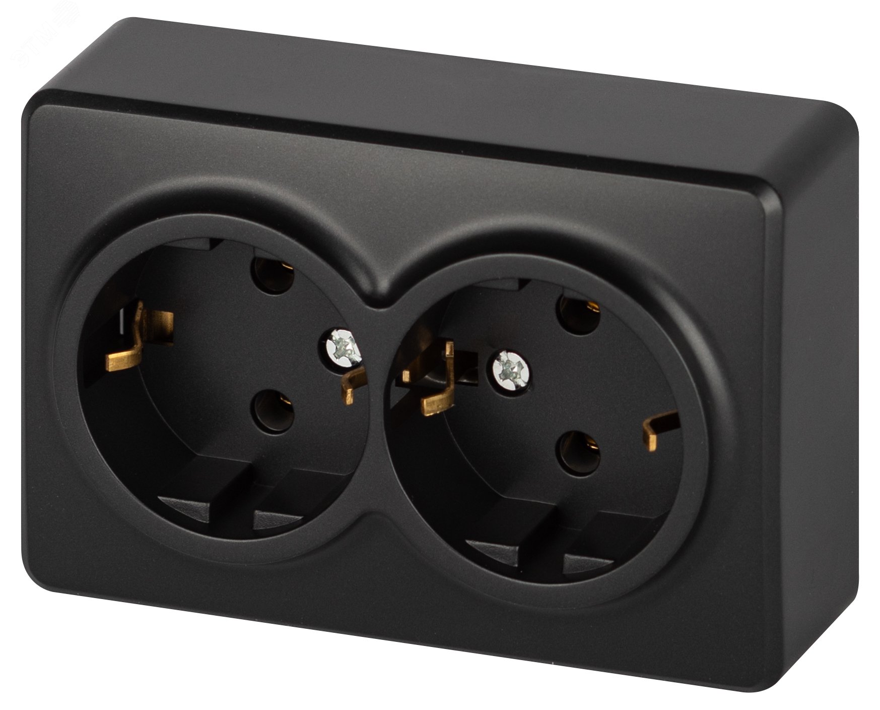 Изображение товара Розетка открытая двойная с заземлением Эра Эксперт антрацит 16А 250В IP20