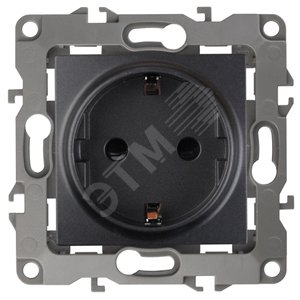 Изображение товара Розетка однофазная скрытого монтажа ЭРА 12 с заземлением 16А 250В антрацит