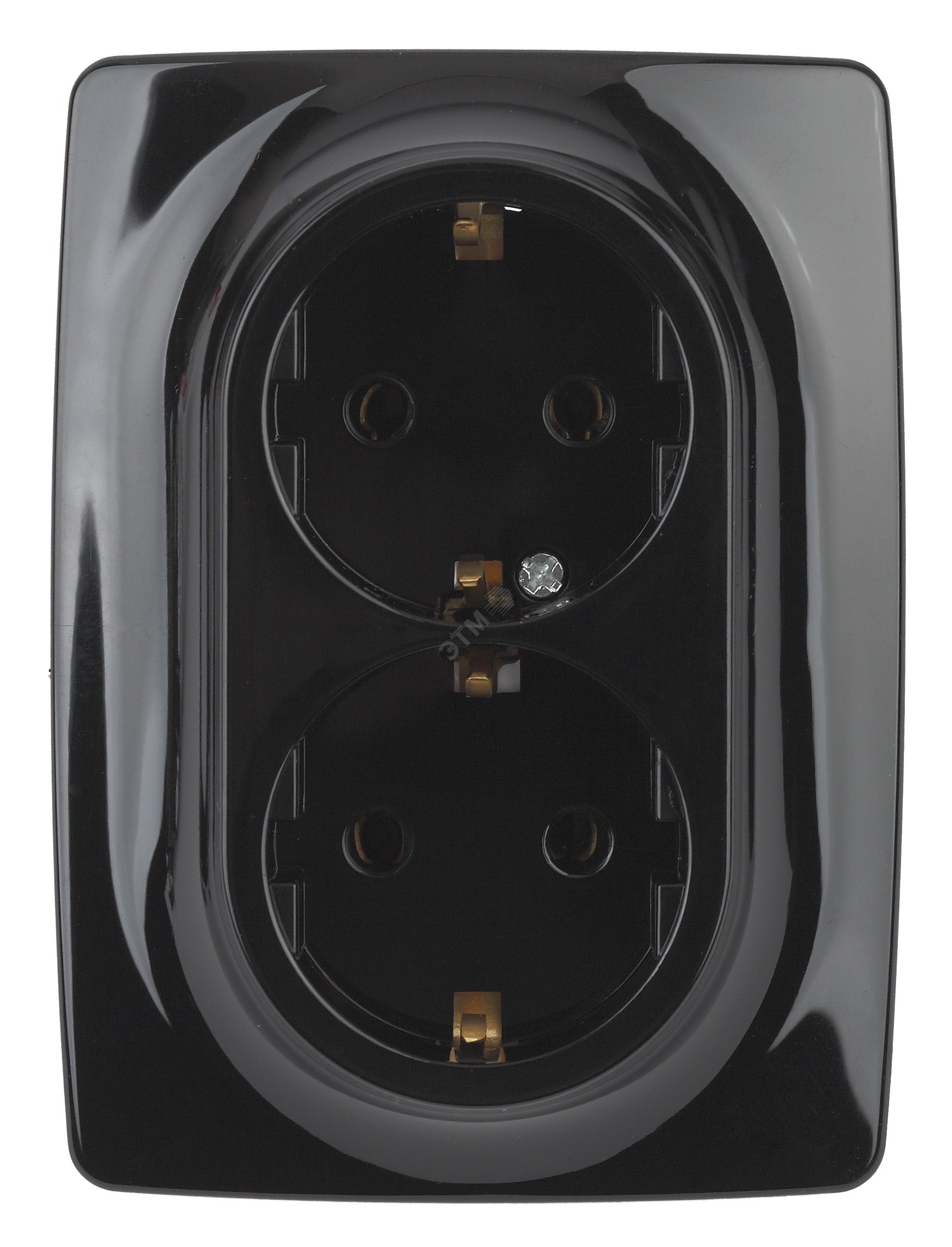 Изображение товара Розетка двойная с заземлением серии Эра 12 черная 16А 250В скрытого монтажа