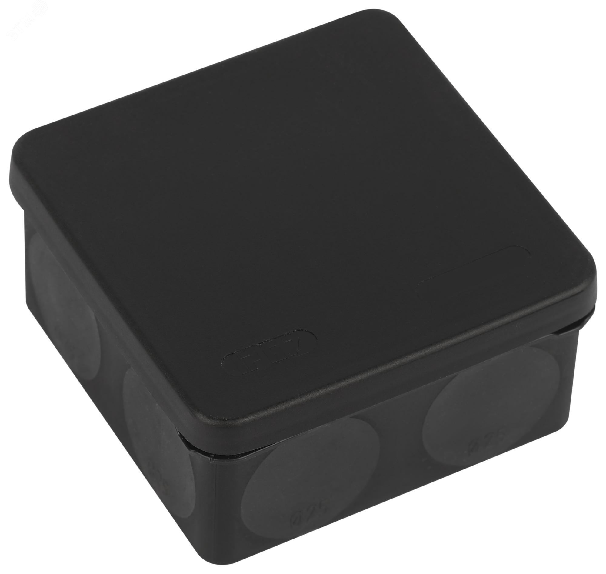 Изображение товара Распределительная коробка KOR-100-100-50-9g-2MP-B двухкомпонентная HF стойкая к УФ 100х100х50мм черная прямой монтаж IP67 (шт)