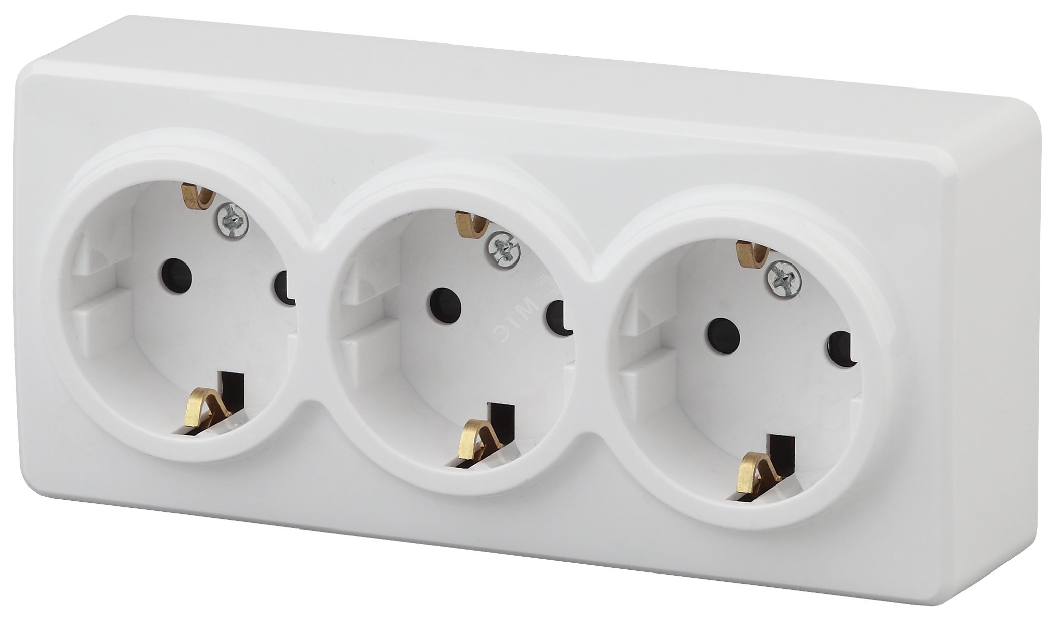 Изображение товара Розетка однофазная тройная Эра Эксперт 16А 250В IP20 белая