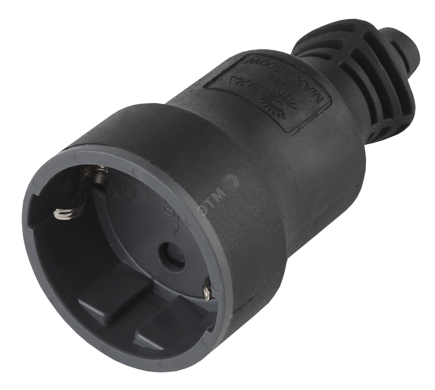 Изображение товара Розетка кабельная ЭРА c заземлением IP44 16A черная для влажных помещений