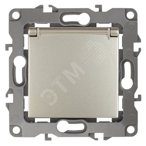 Изображение товара Розетка силовая однофазная с заземлением и шторками серия Эра 12 16А IP20 шампань