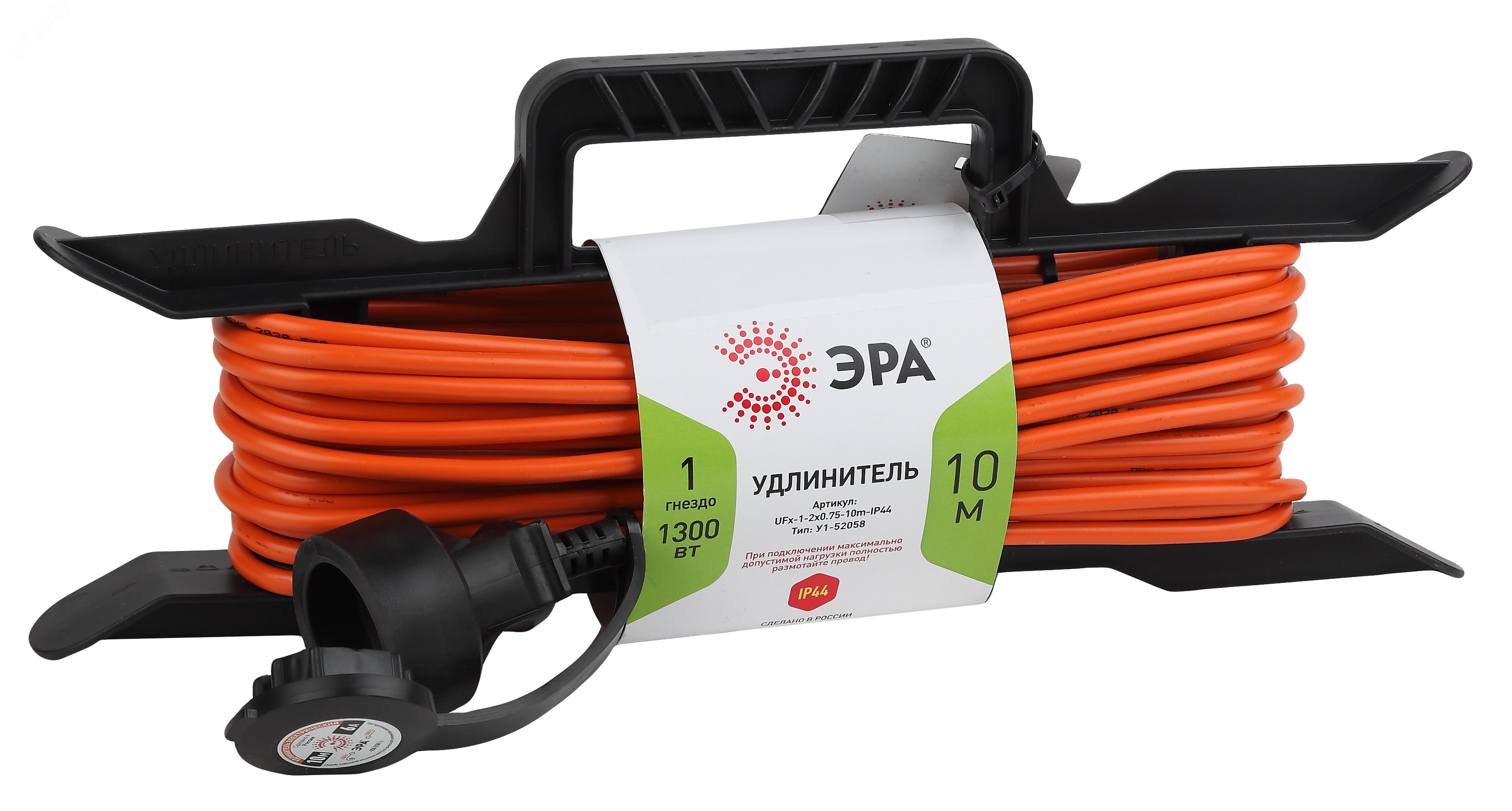 Изображение товара Удлинитель силовой ЭРА UFx-1-2x0.75-10m-IP44 10м 1 гнездо оранжевый