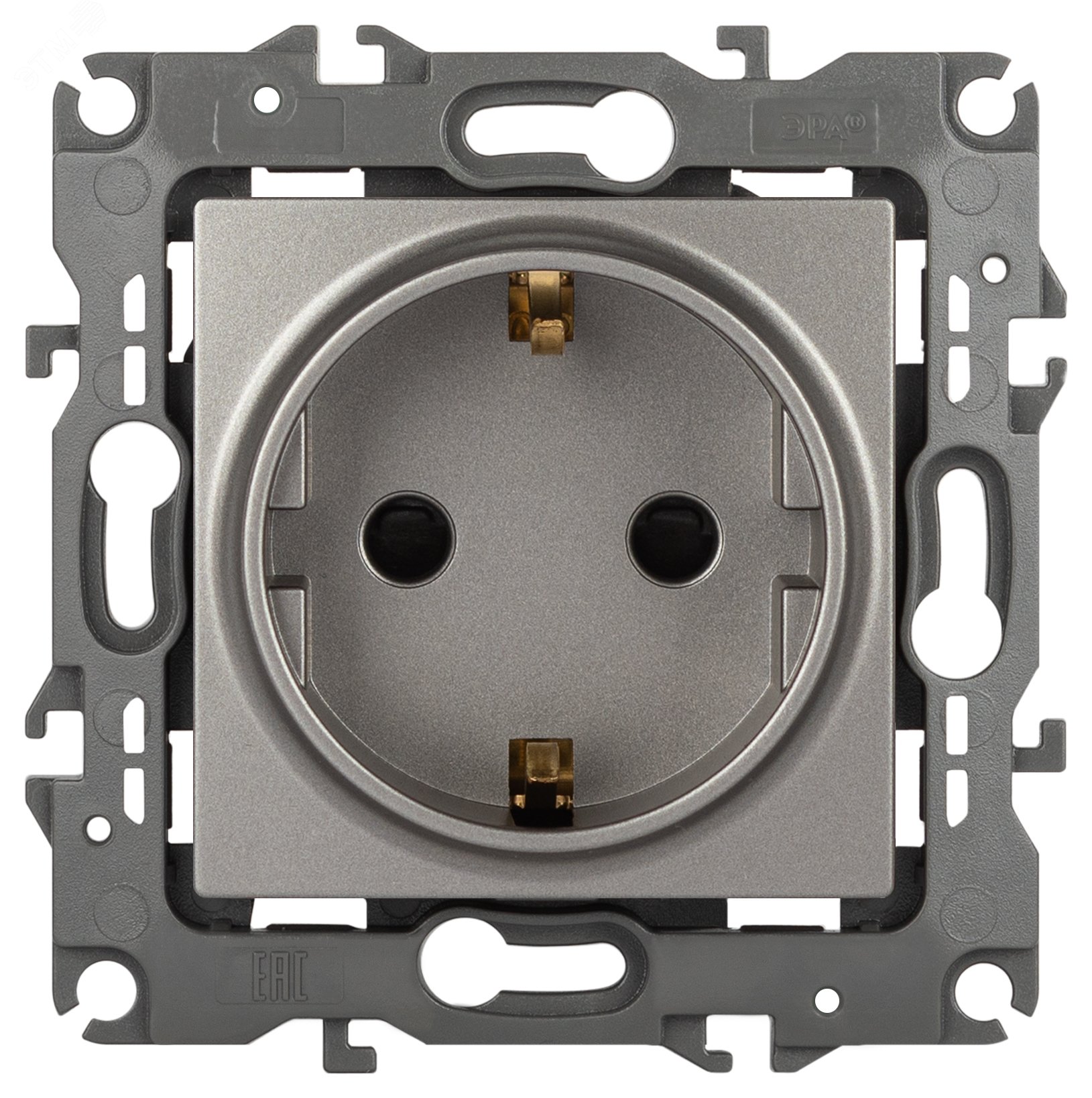 Изображение товара Розетка однофазная скрытого монтажа Эра 12 титан 16А 250В