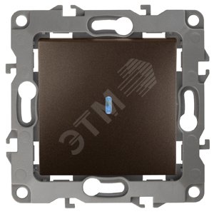 Изображение товара Выключатель одноклавишный скрытого монтажа с подсветкой бронза 10А 250В ЭРА 12