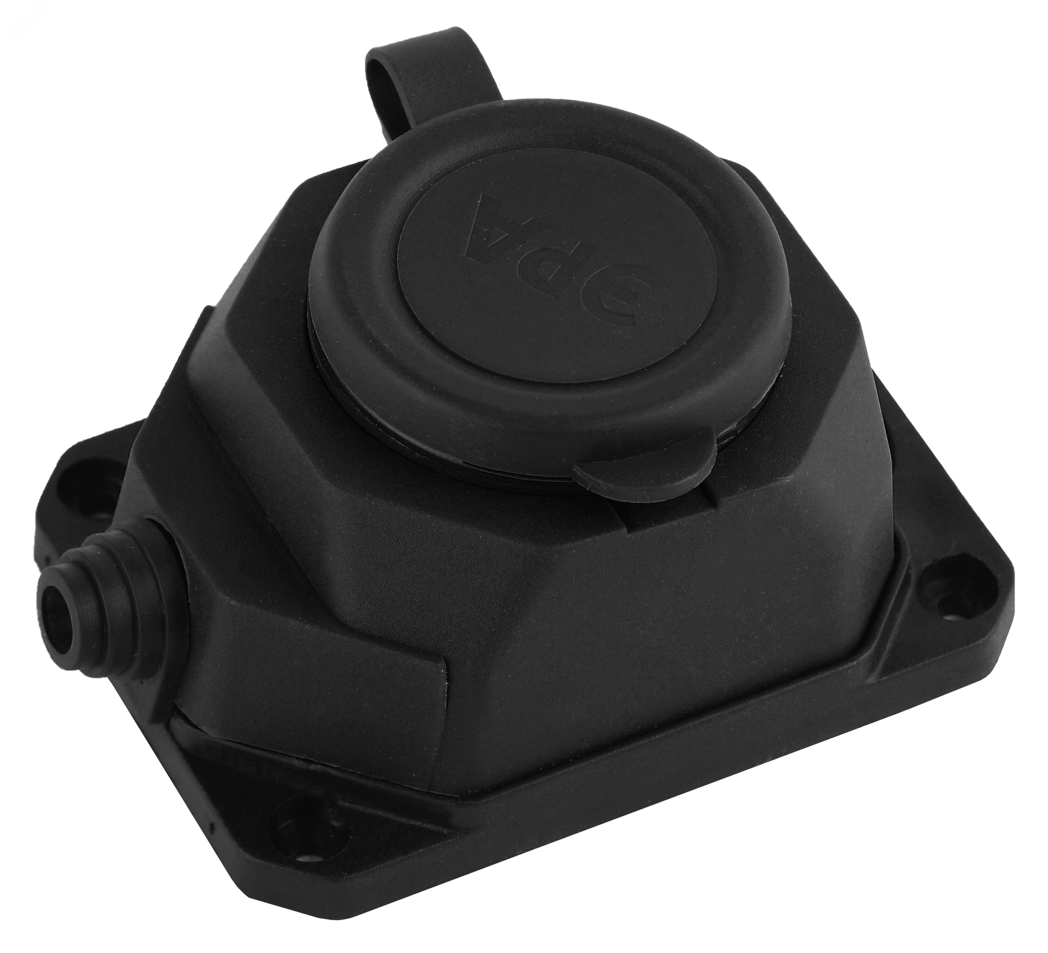 Изображение товара Колодка каучук с заземлением 1 гнездо 16A IP44 черная ЭРА K-1e-B-IP44