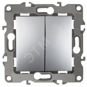 Изображение товара Переключатель двойной, 10АХ-250В, Эра12, алюминий,12-1106-03 (шт)