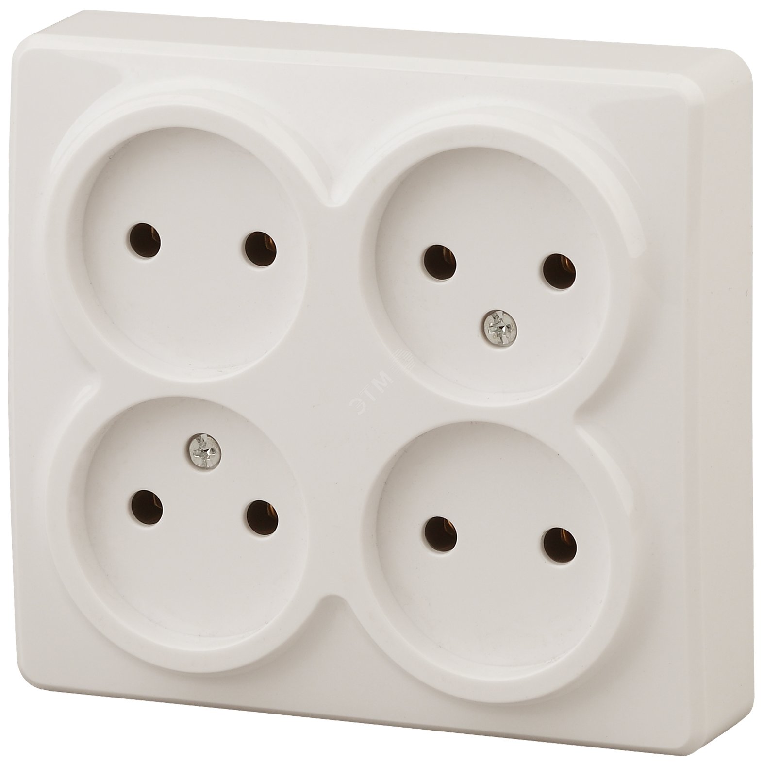 Изображение товара Розетка однофазная четырехместная наружная (открытой установки) без шторок слоновая кость 16А 250В IP20 винтовые клеммы 11-2210-02 Эра Эксперт (шт)