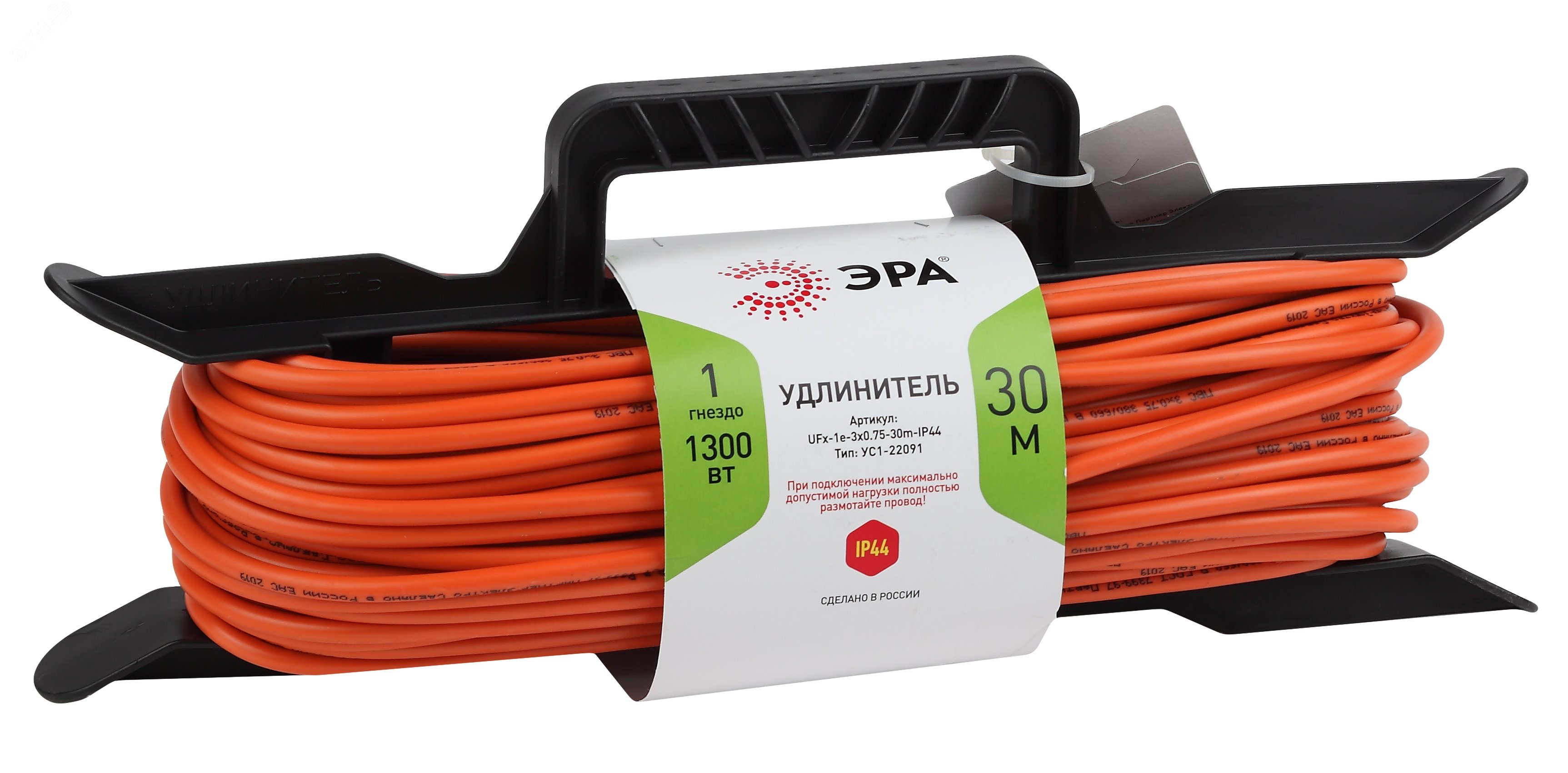 Изображение товара Удлинитель силовой на рамке с заземлением 30м IP44 ЭРА UFx-1e-3x0.75-30m
