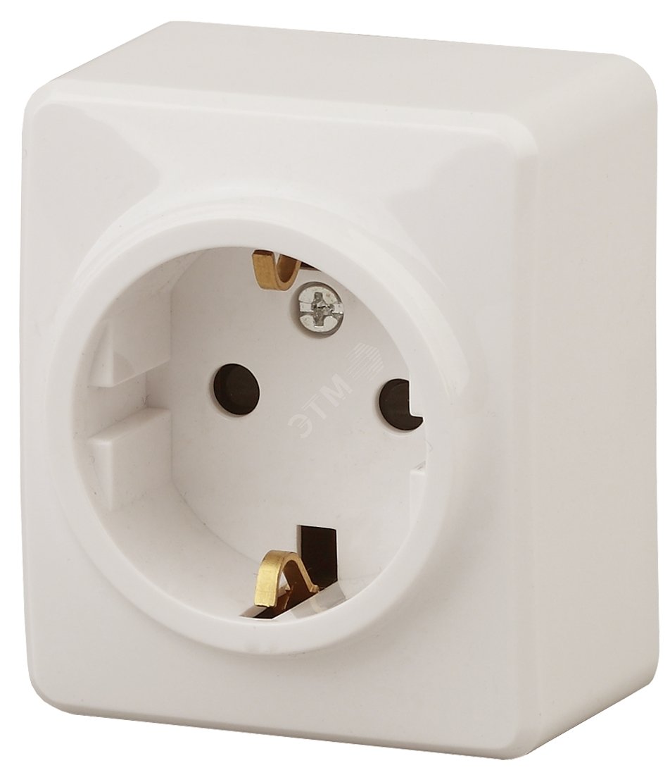 Изображение товара Однофазная наружная розетка со шторками 16А IP20 Эра Эксперт слоновая кость