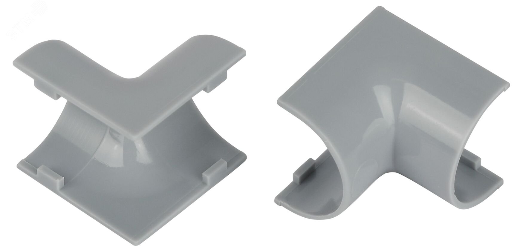 Изображение товара Угол внутренний для полукруглого кабель-канала 20x12мм серый IC-KK-20-12-F 2шт в упаковке