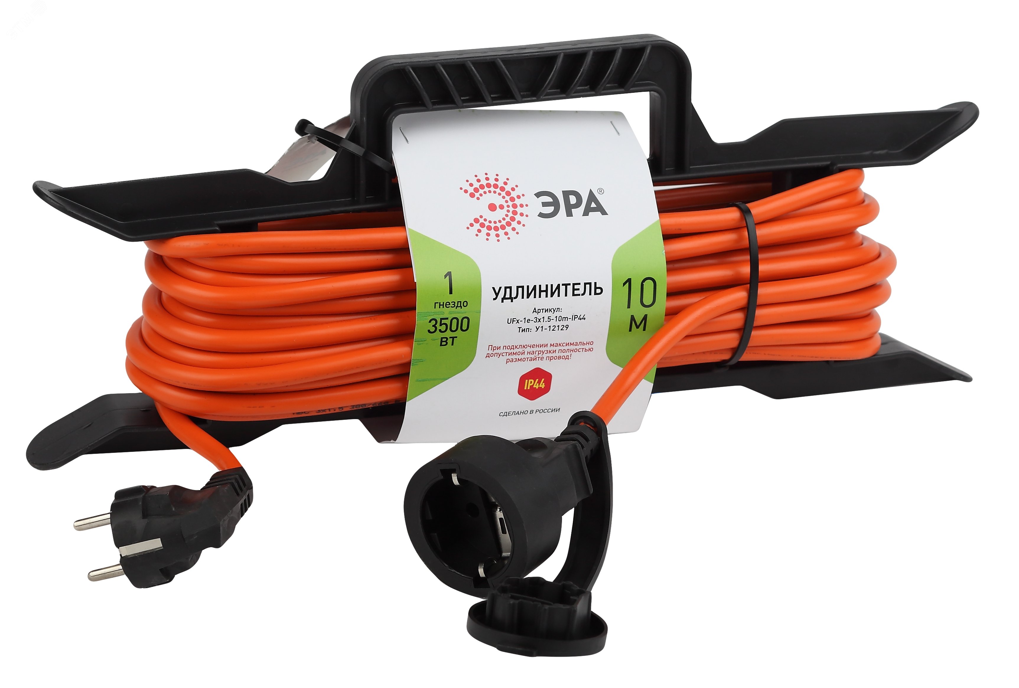 Изображение товара Удлинитель силовой ЭРА UFx-1e-3x1.5-10m IP44 с заземлением для строительных работ