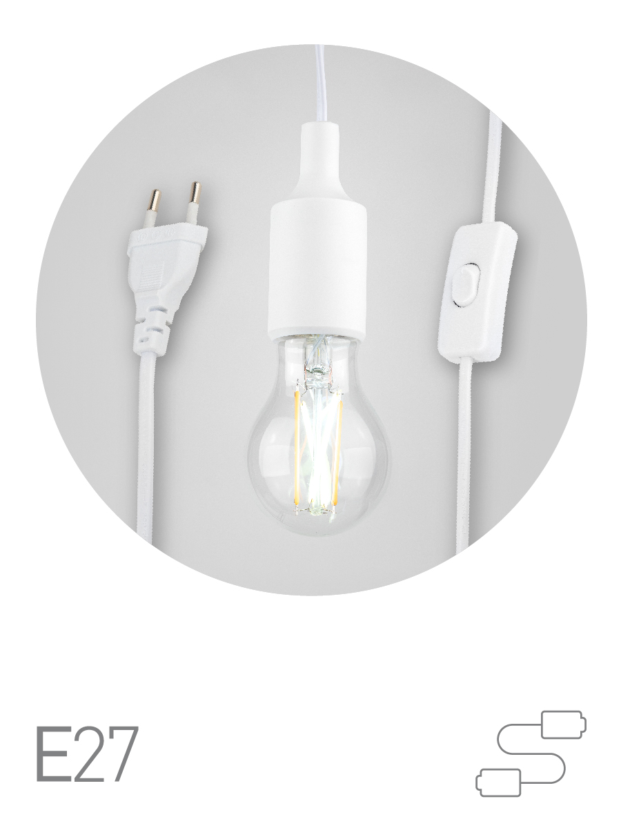 Светильник для растений FITO-Holder E27 5 м с проводом и выключателем для фитоламп с цоколем Е27