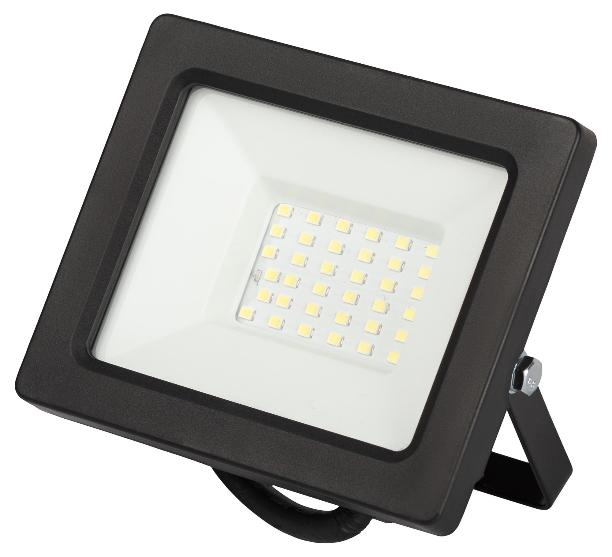 Прожектор светодиодный ДО-30 Вт 6500К 2400 Лм IP65 встроенное фотореле 200-240В черный корпус 30w холодный LPR-042-3-65K-030