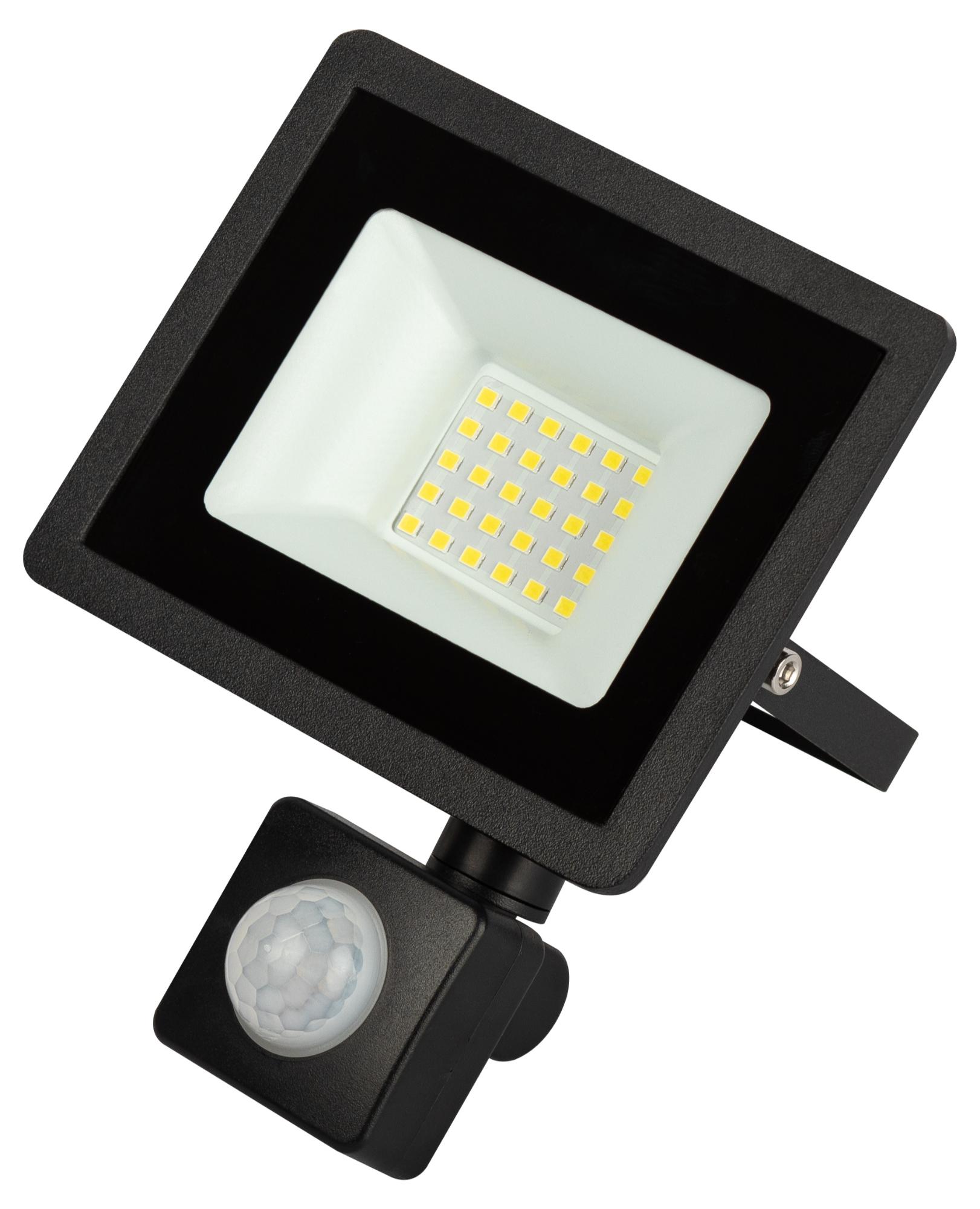 Прожектор светодиодный ДО-30 Вт 6500К 2400 ЛмIP65 200-240В регулируемый ИК-датчик черный 30w холодный корпус LPR-042-2-65K-030