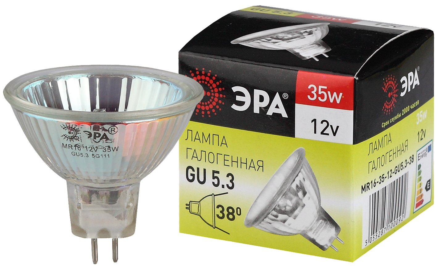 Лампа GU5.3-MR16-35W-12V-CL (галоген софит 35Вт нейтр GU5.3) (10/200/6000)