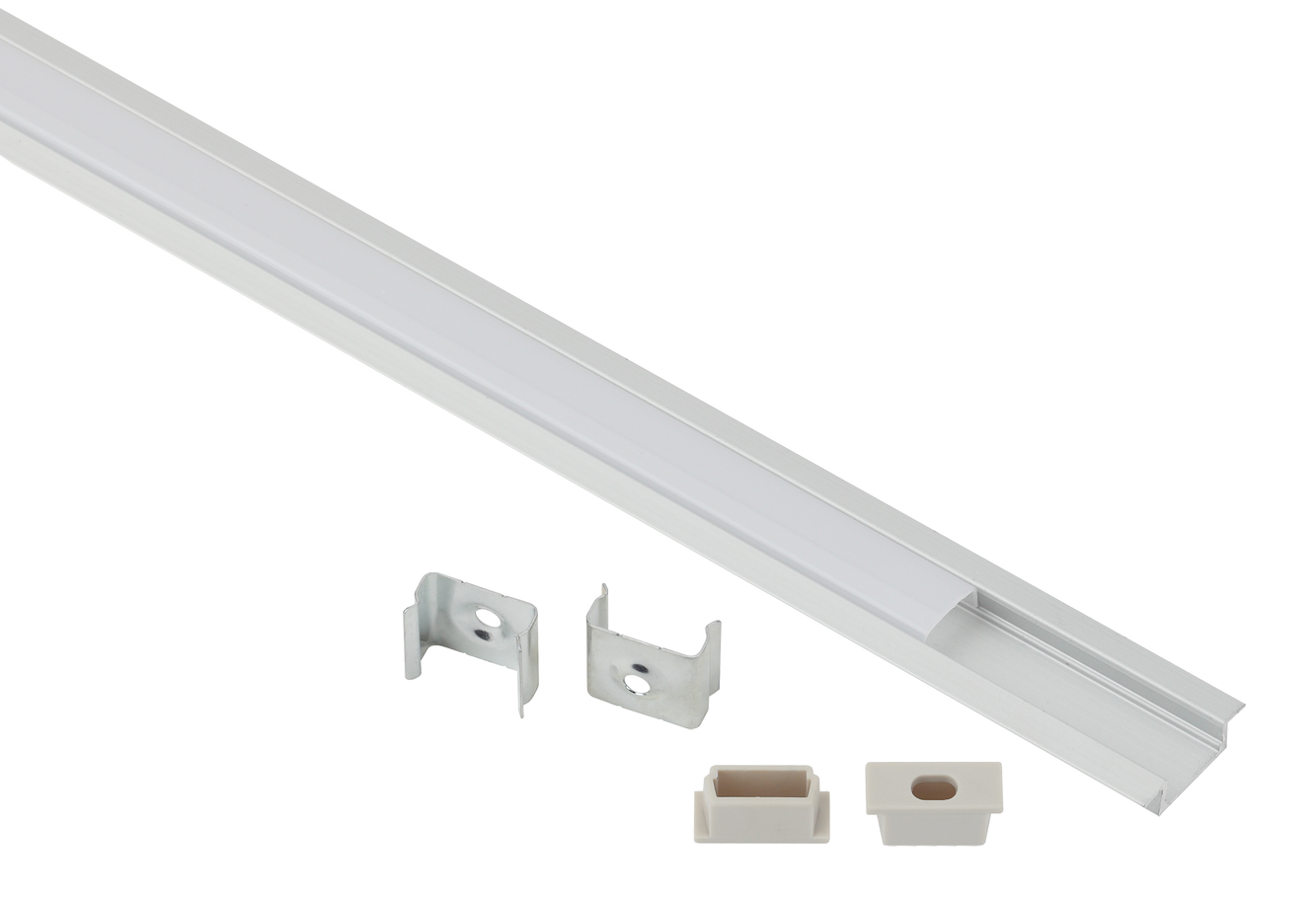 Комплект с врезным анодированным профилем 2206-1m 22х6 мм, 1 м, серебристый САВ251