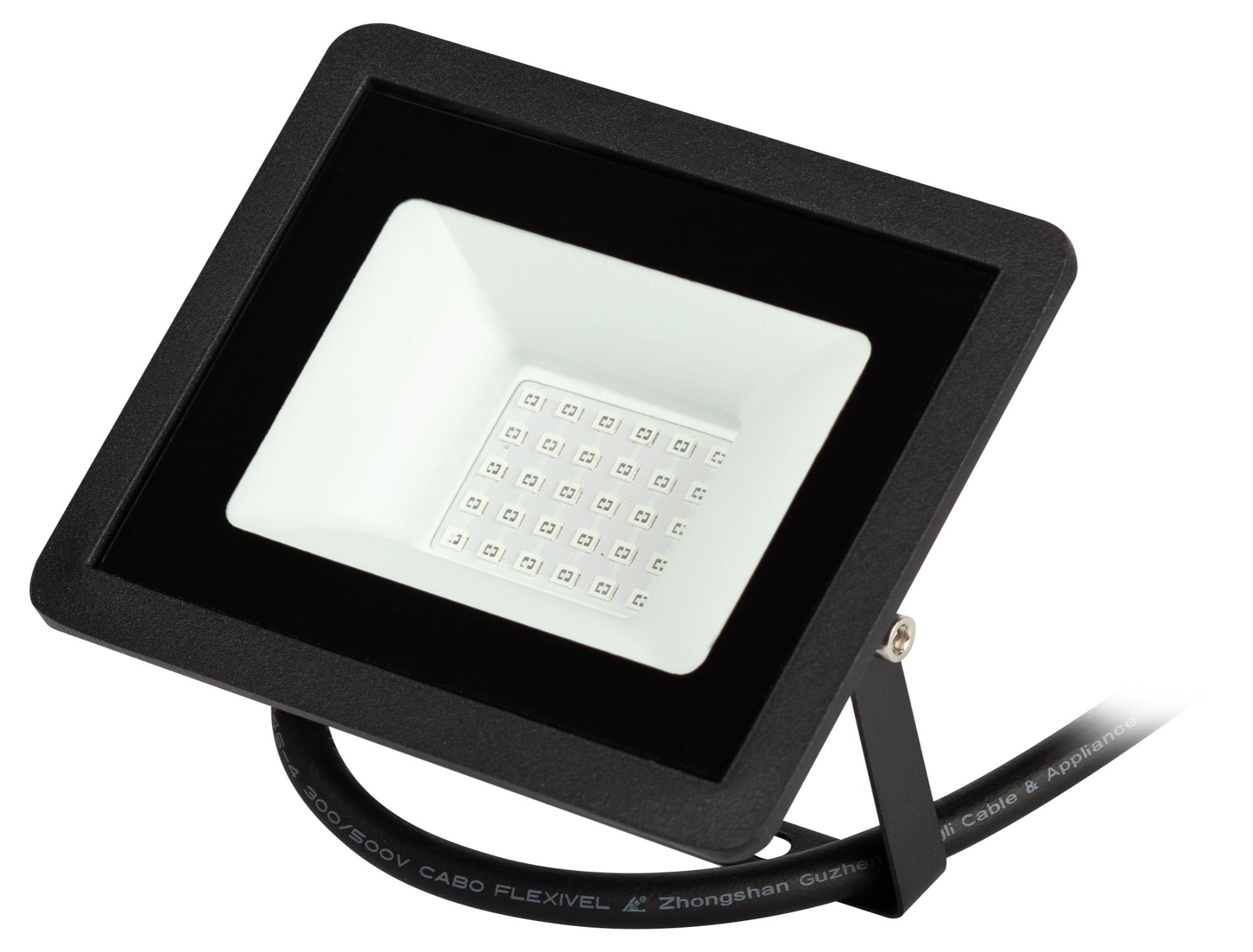 Прожектор светодиодный ДО-30 Вт синий цвет свечения 330 Лм IP65 200-240В черный корпус 30w LPR-025-BLUE-030