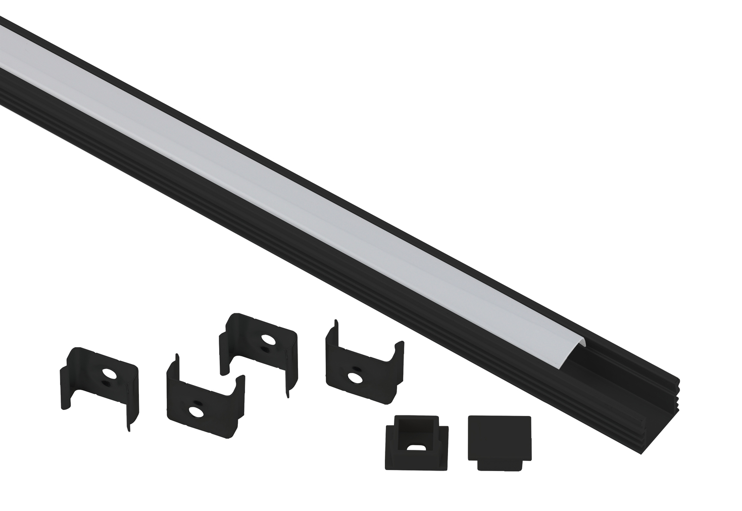 Комплект с накладным анодированным профилем 1612B 16х12мм, 2м, черный САВ261