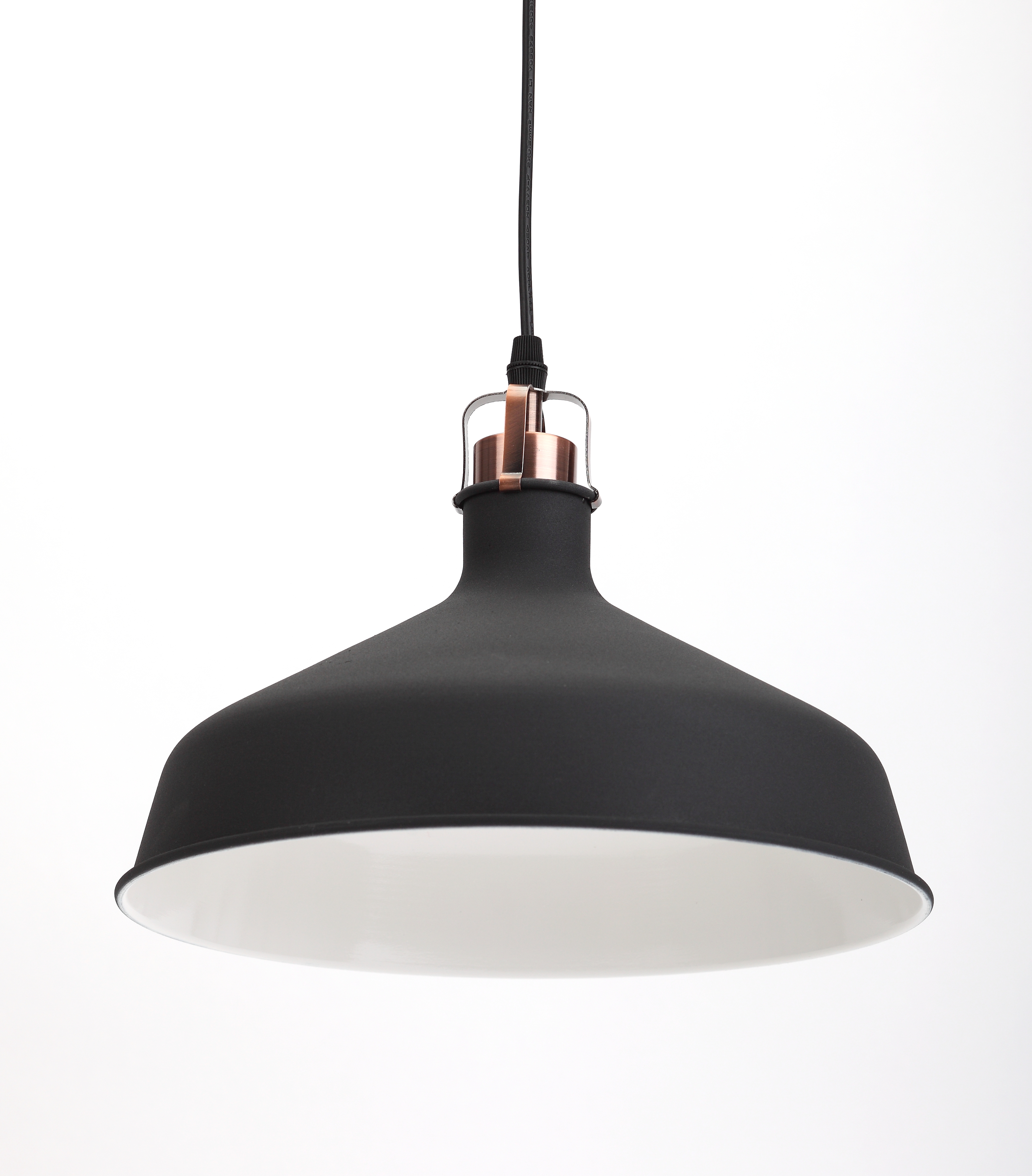 Светильник подвесной декоративный PL2 BK/RC E27 max 60W, d300 мм, шагрень черный/медь