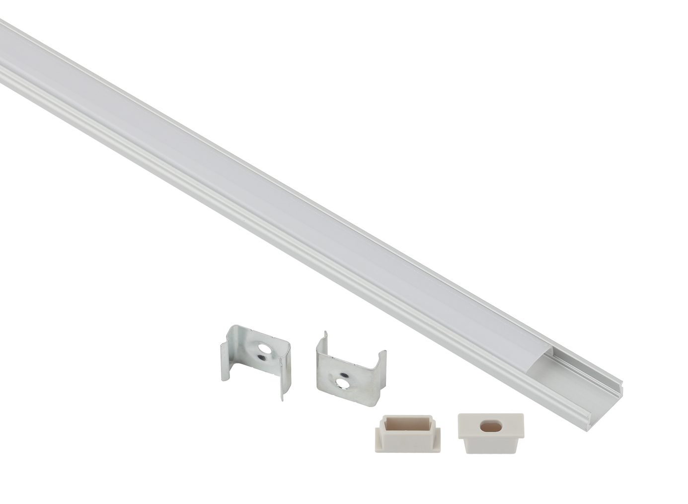 Комплект с накладным анодированным профилем 1506-1m 15х6мм, 1 м, серебристый САВ262