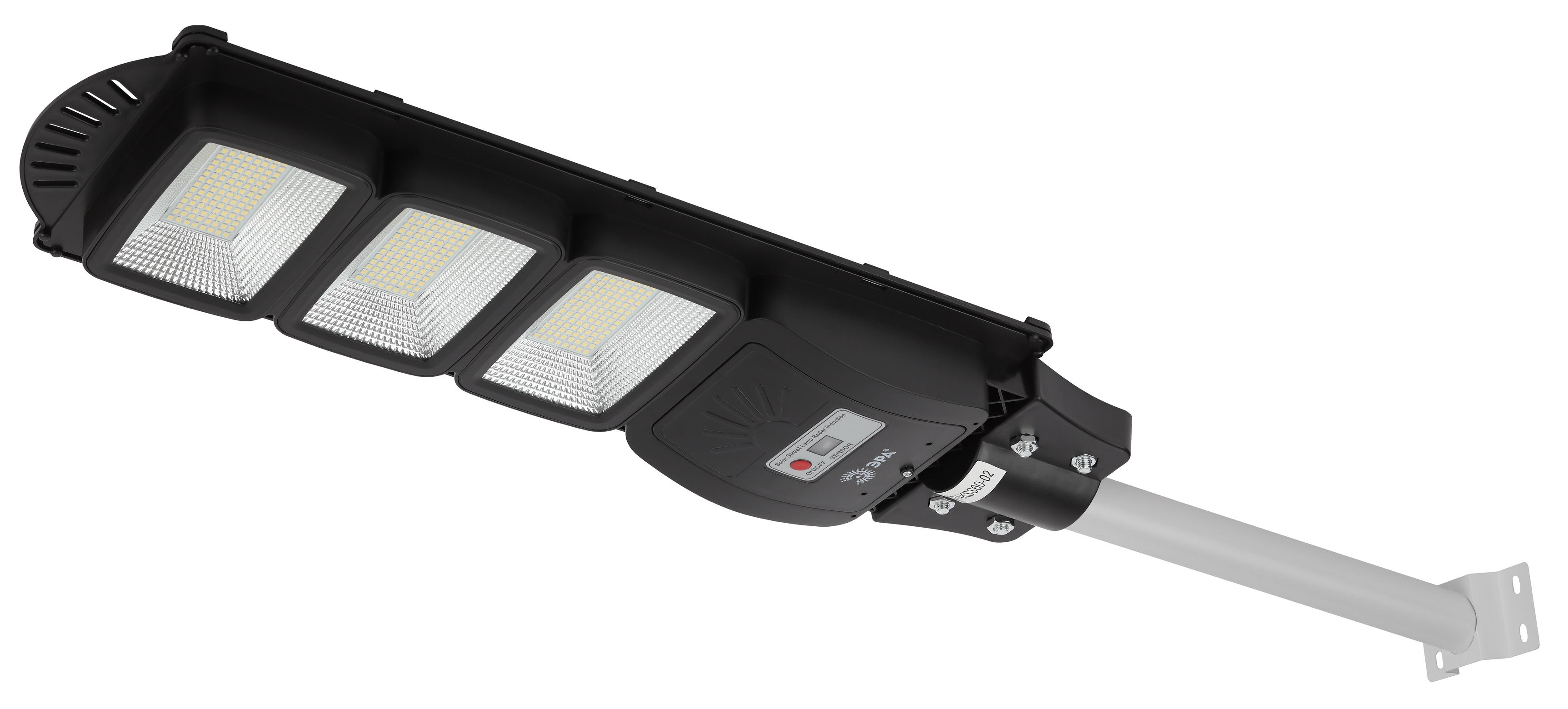 Светильник консольный на солнечной батарее, SMD, с кронштейном,60W,с датчиком движения, ПДУ, 1000lm, 5000К, IP65