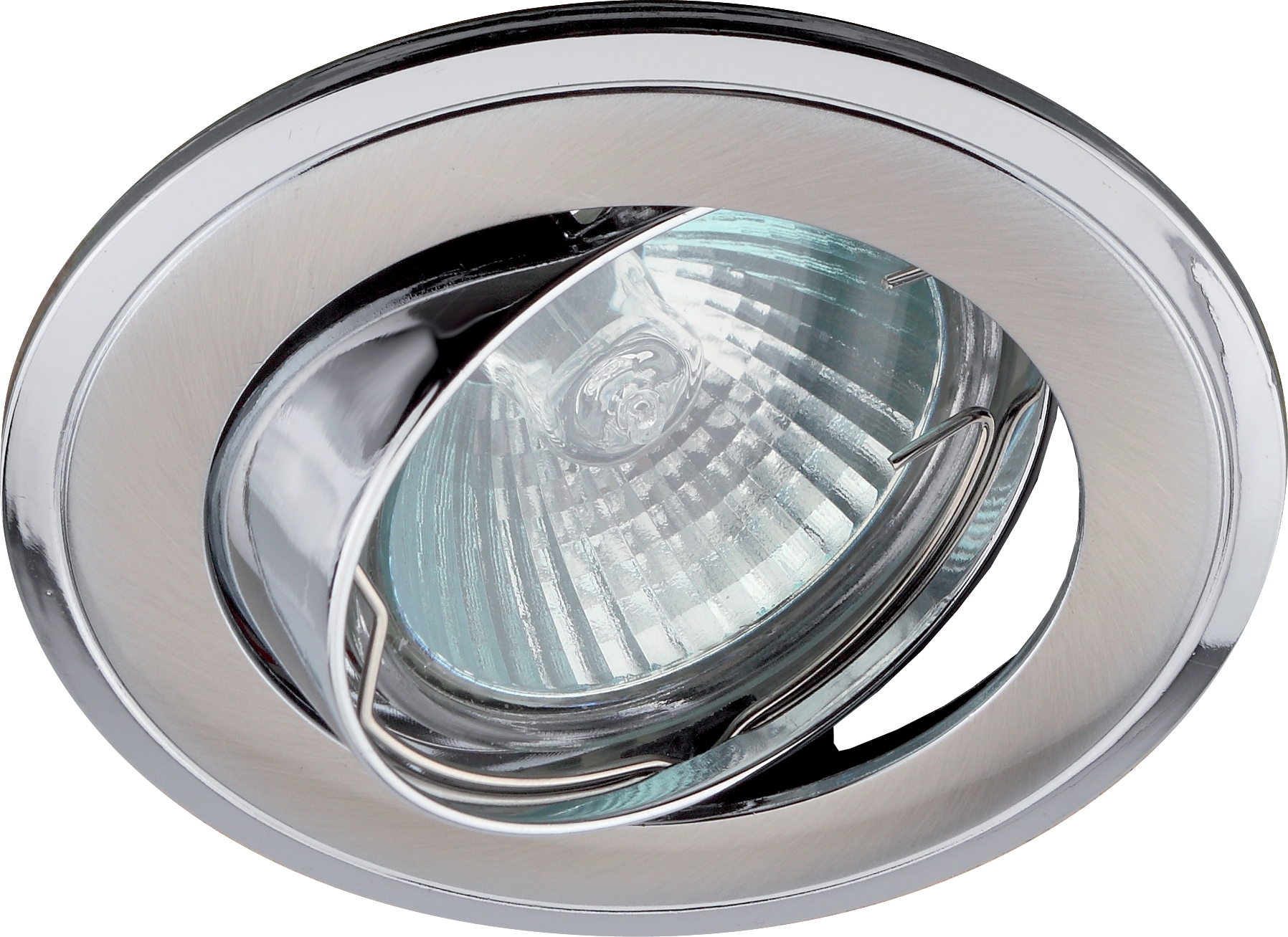 Светильник встраиваемый литой поворотный двойной контур MR16KL22 А SN/CH ,12V/220V, 50W сатин никель/хром (100/2