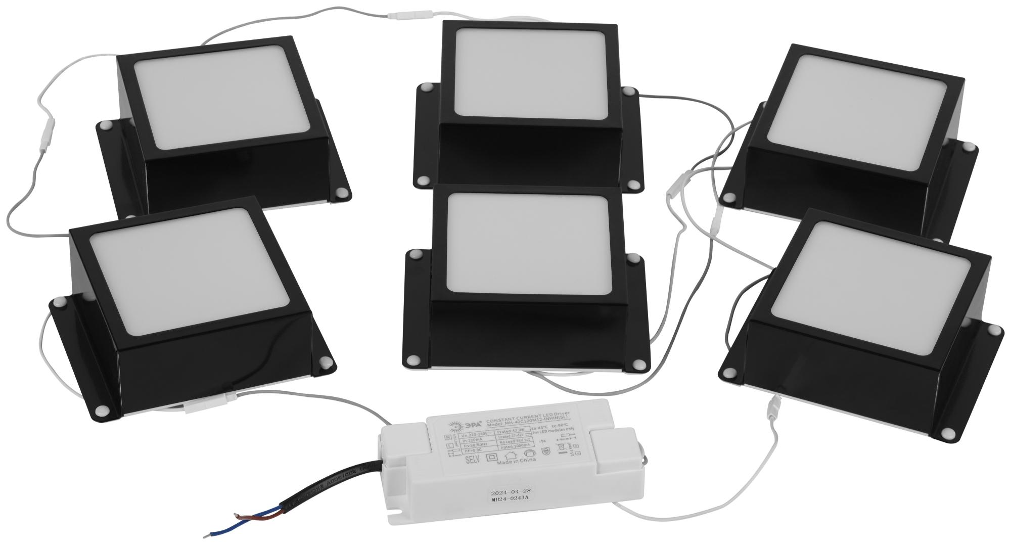 Светильник светодиодный 36Вт 4000К 3420Лм IP40 89x89x40 черный грильято 100х100 6 штук SPO-646-3-4K-B6