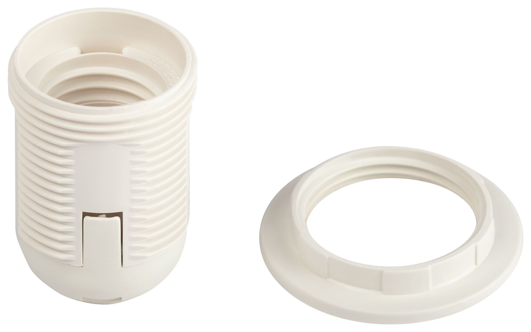 Патрон Е27 с кольцом пластик белый