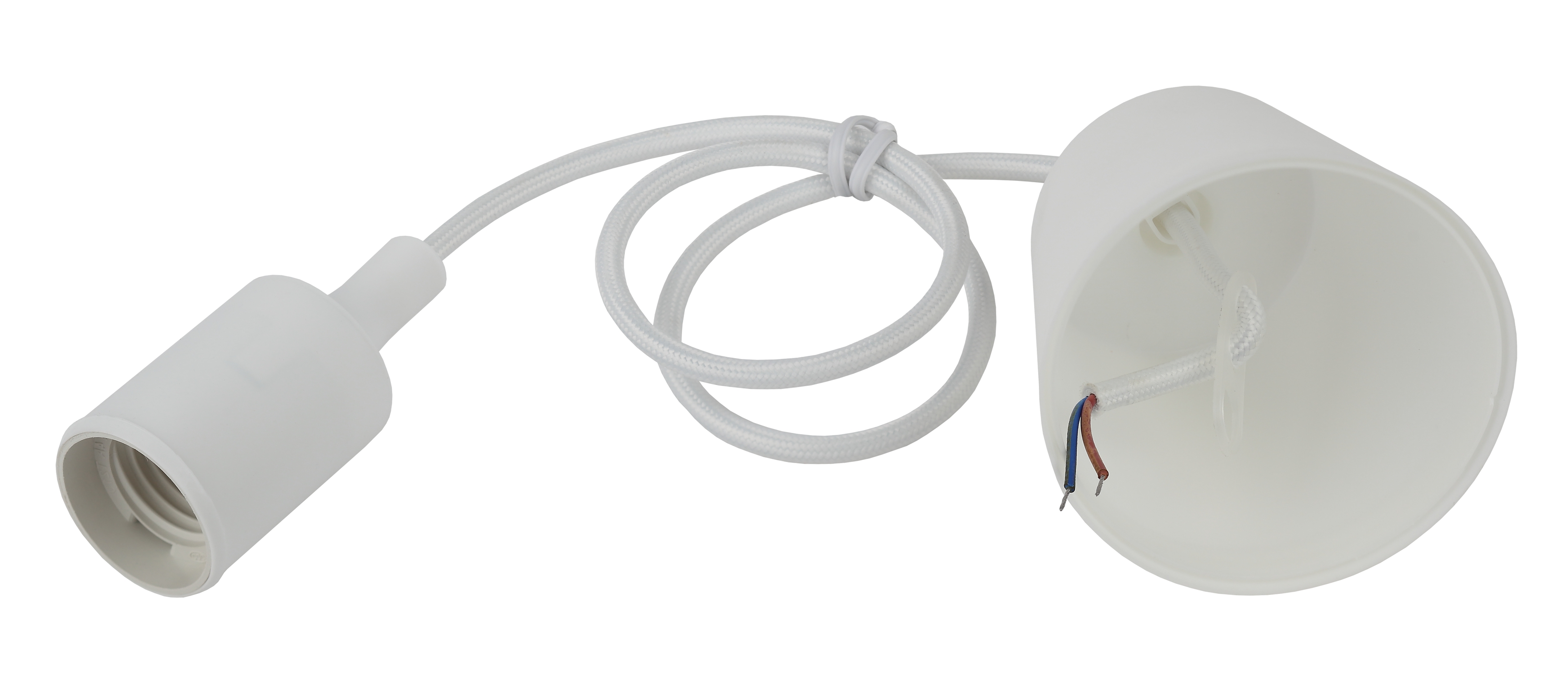 Патрон пластиковый Е27 с подвесом белый (60/720)